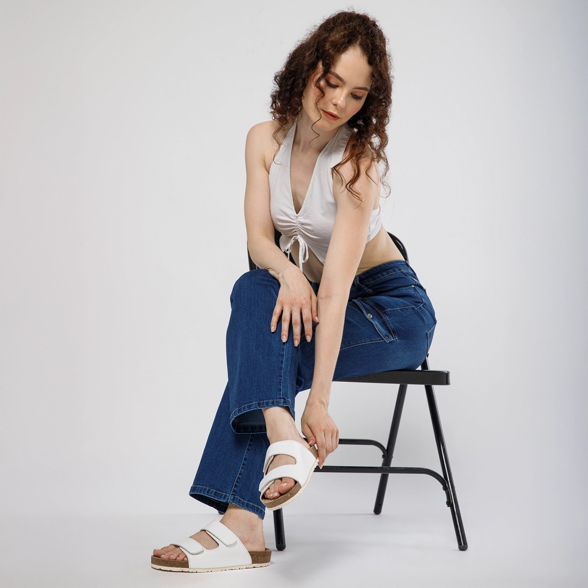 white cork sandals for women