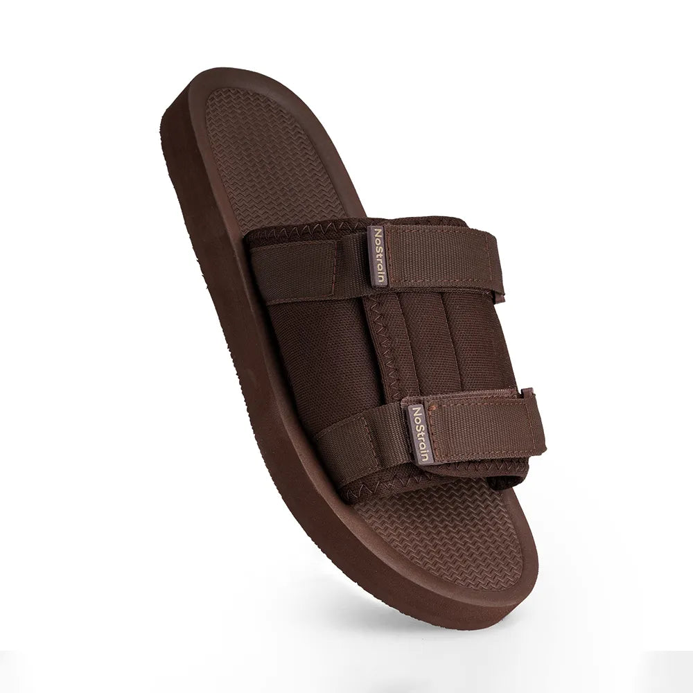 Men’s Brown Platform Sandals with Triple Hook & Loop Fit (PS8)