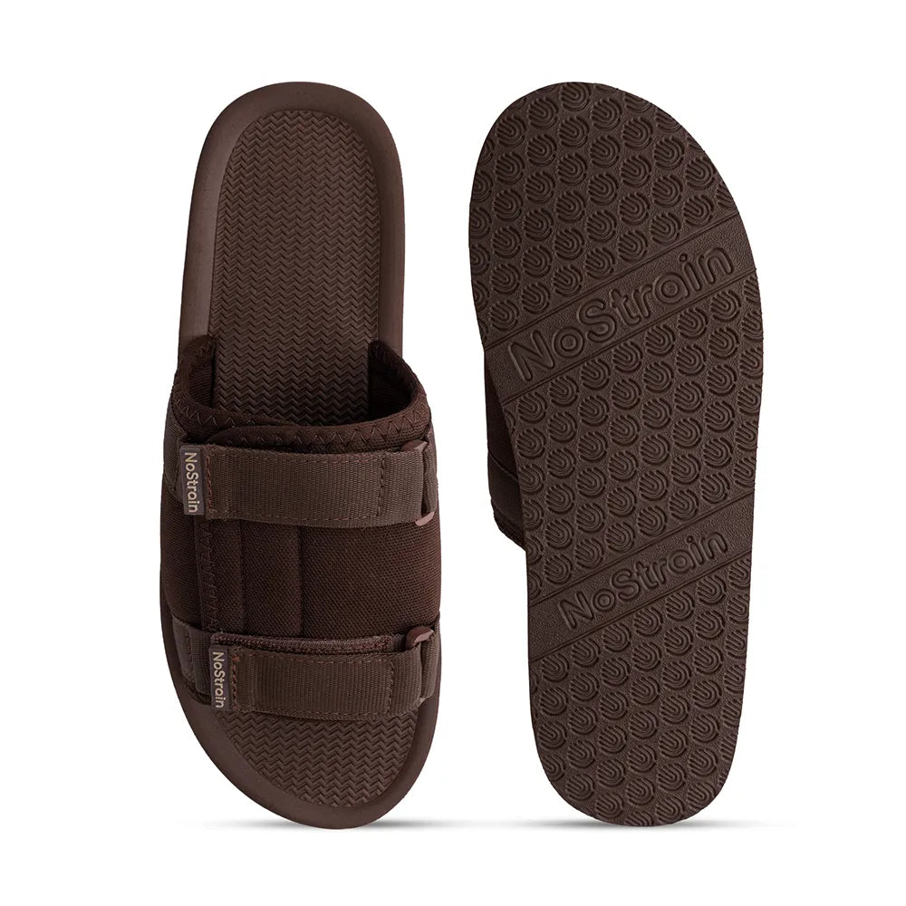 Men’s Brown Platform Sandals with Triple Hook & Loop Fit (PS8)