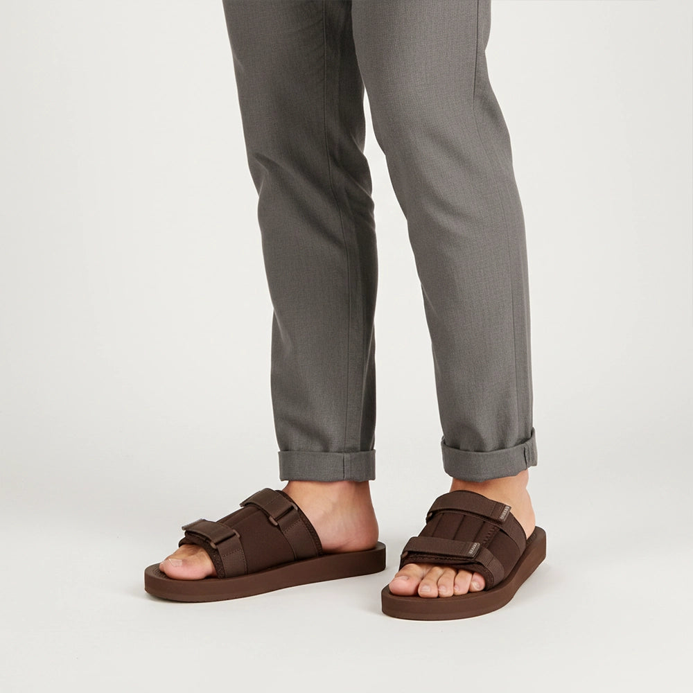 Men’s Brown Platform Sandals with Triple Hook & Loop Fit (PS8)