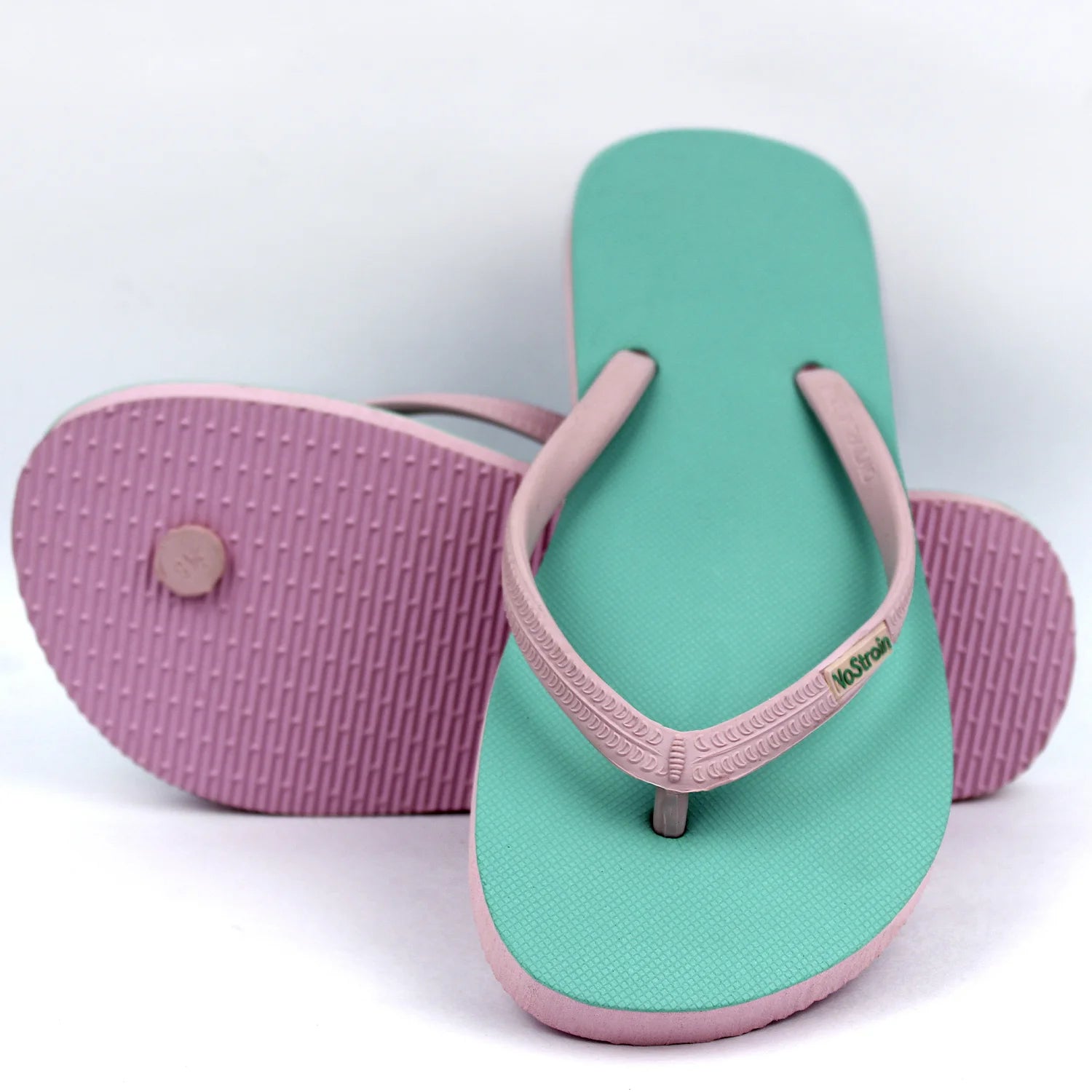 Sea Green Pink Flip Flops Women