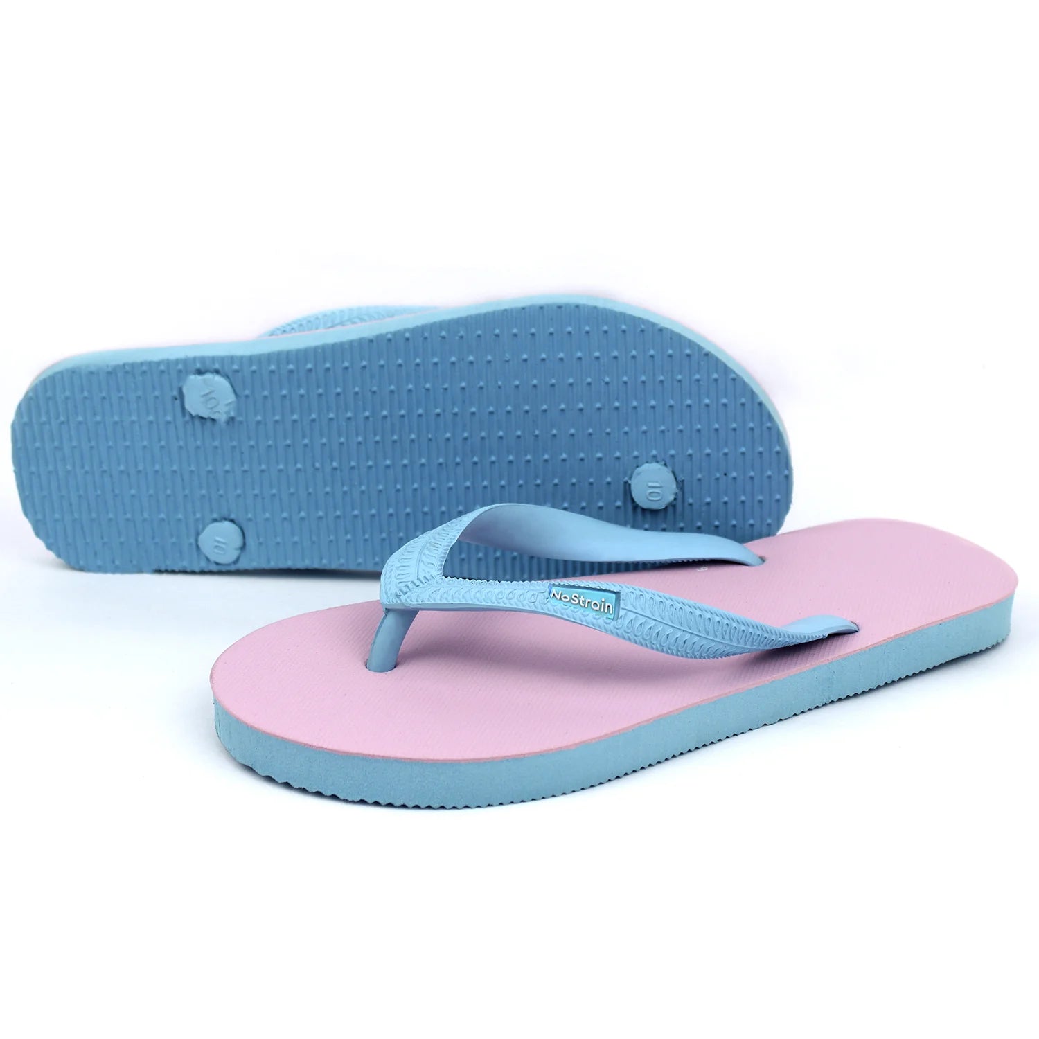 Twin Color Pink & Sky Blue Natural Rubber Slippers Mens