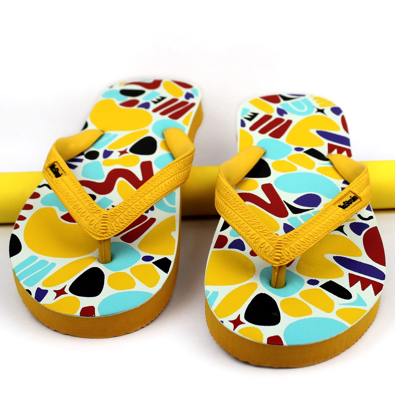 TwistedGeo Men's Printed Yellow Slippers
