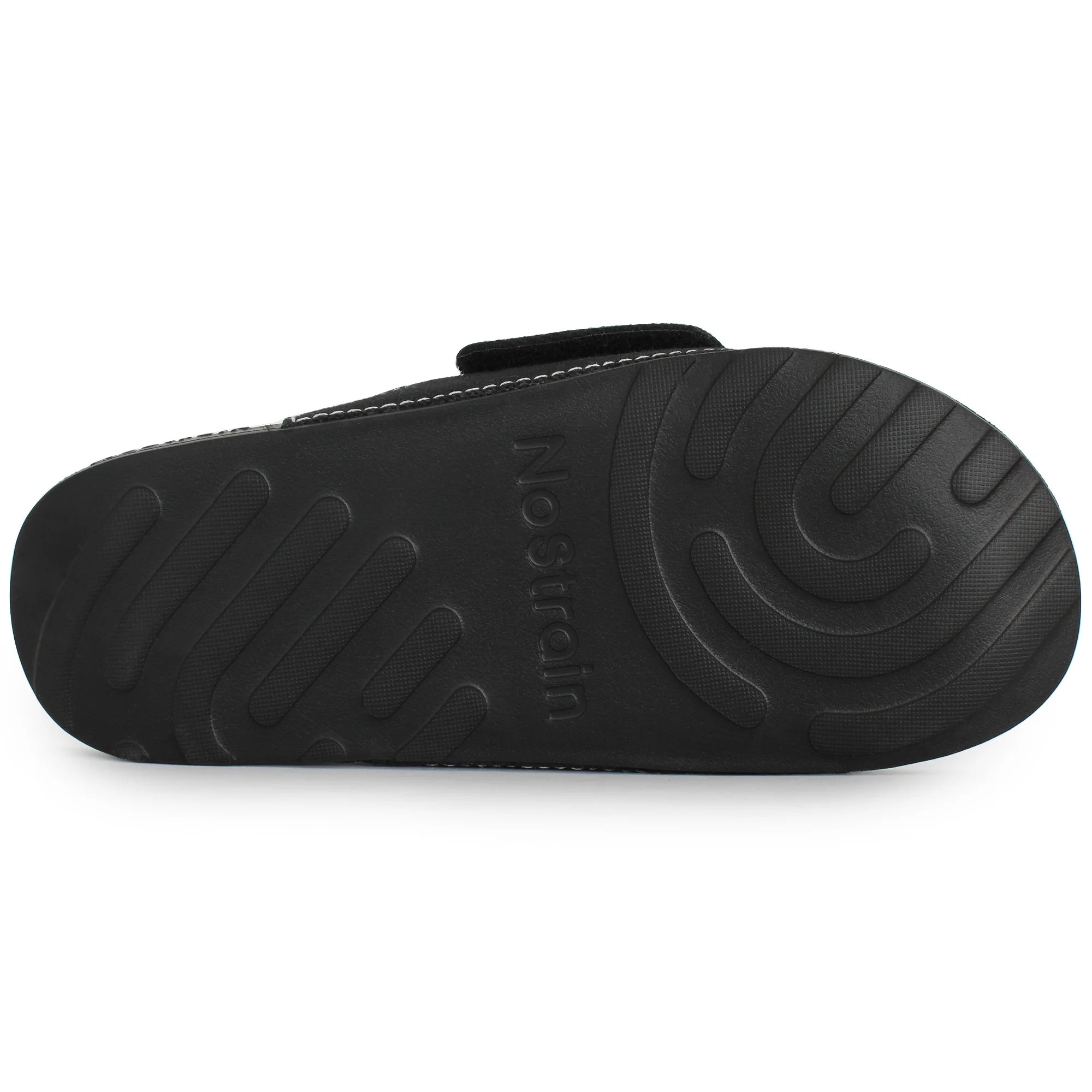 Side view of black canvas sugar sliders, showing the clean lines and design.