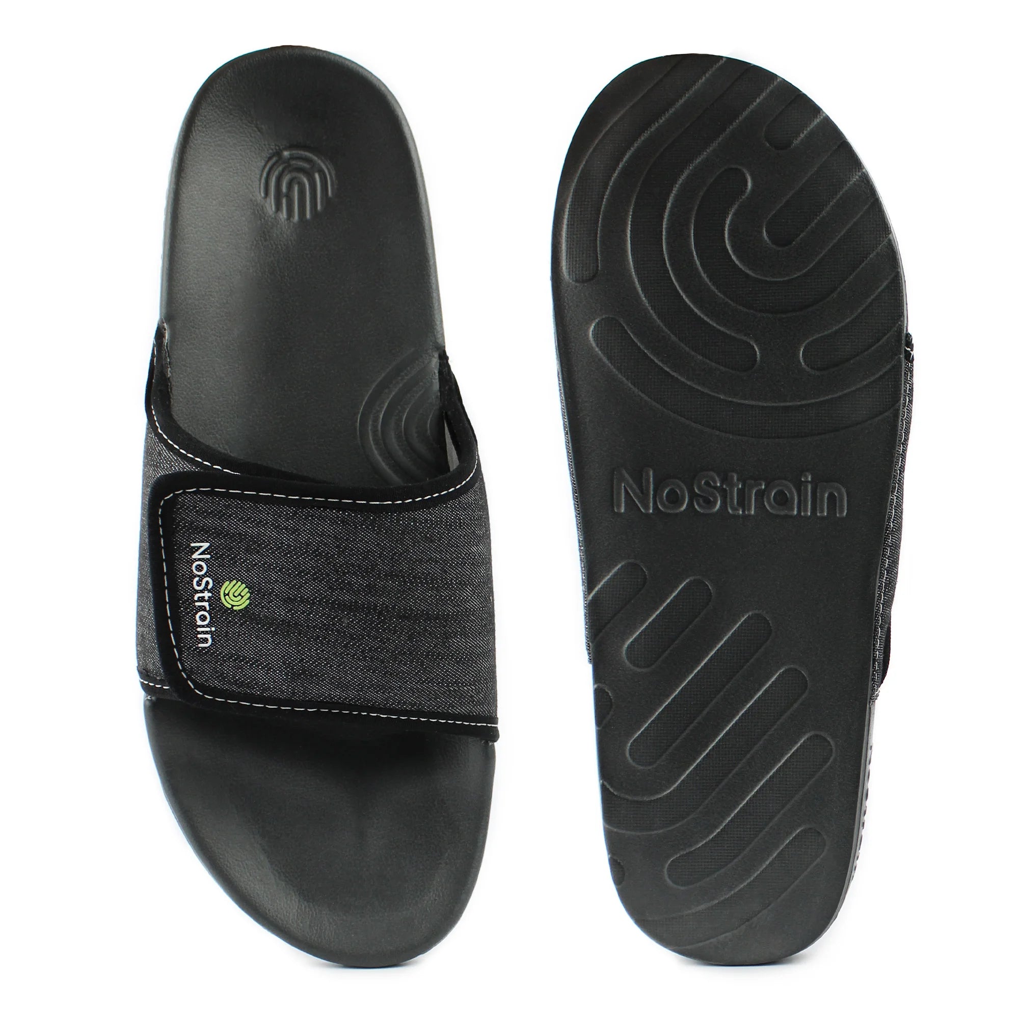 Achieve effortless style with Men's Slate Grey Denim Sugar Sliders, featuring a washable design for easy maintenance.