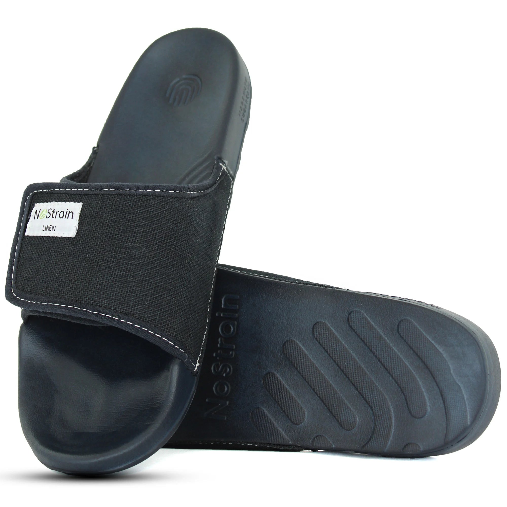 Enjoy relaxed elegance with Men's Navy Linen Sugar Sliders, blending style and ease.