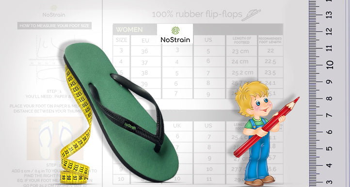 NoStrain slipper size chart for men and women in India, helping you choose the perfect fit for comfort and ease.