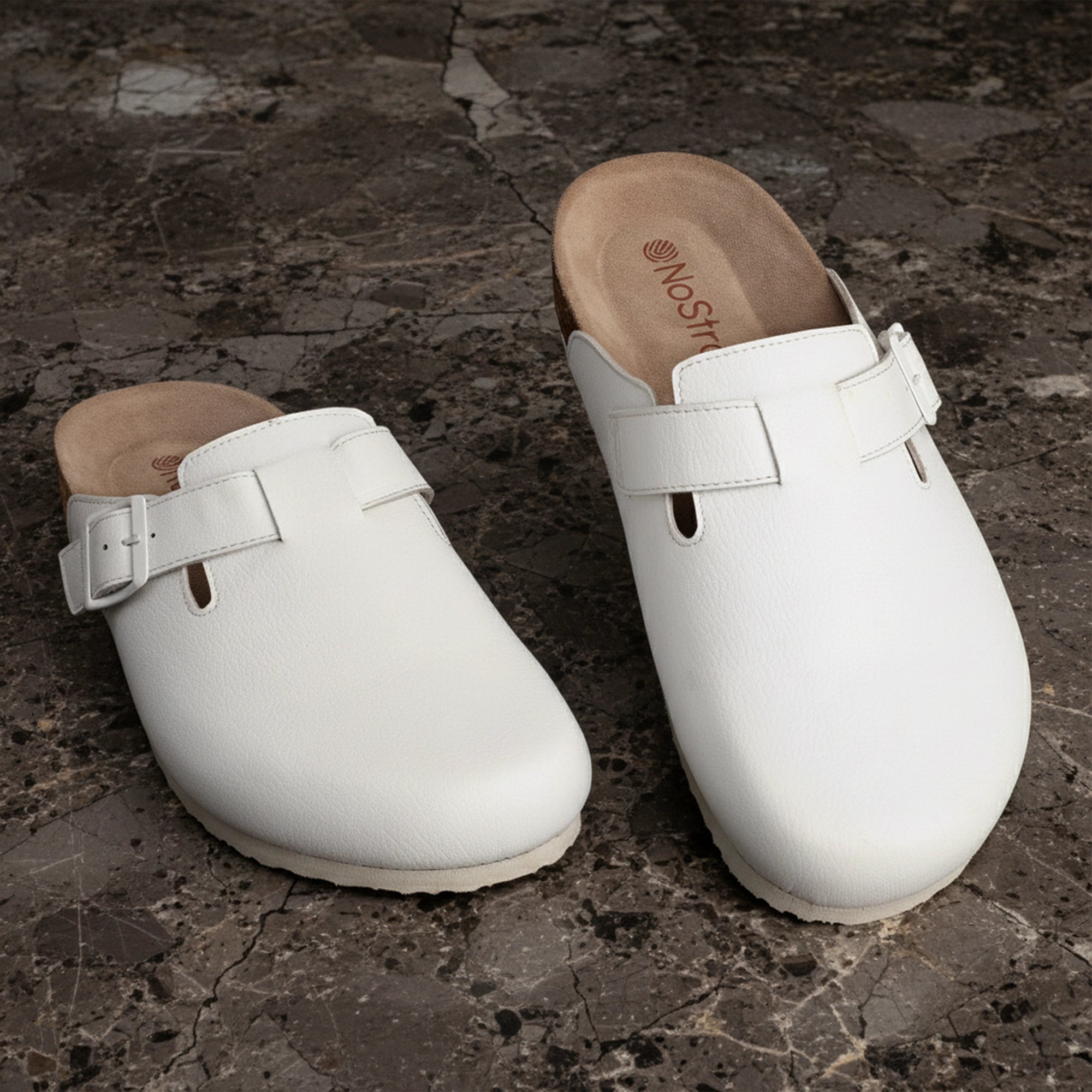 white mules cork sandals  for men