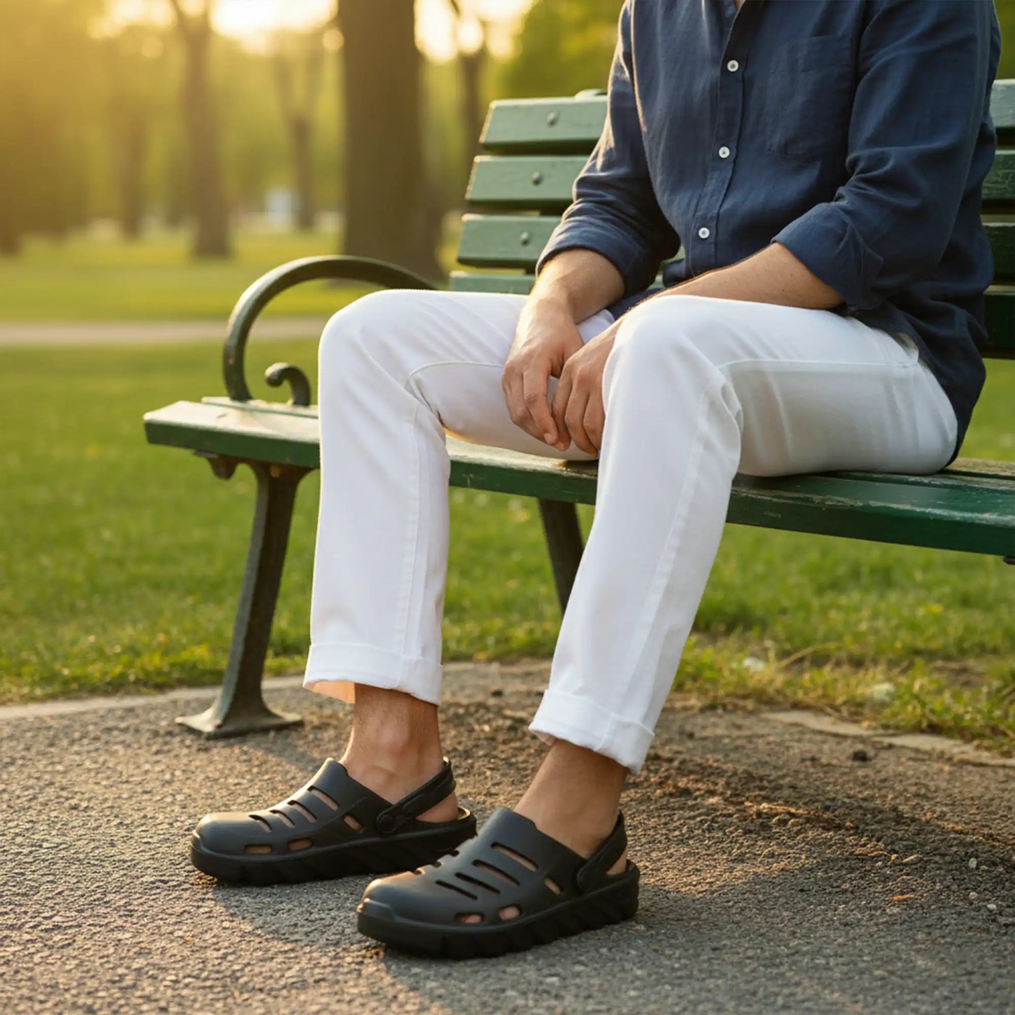 NoStrain Stylish Men black Clogs