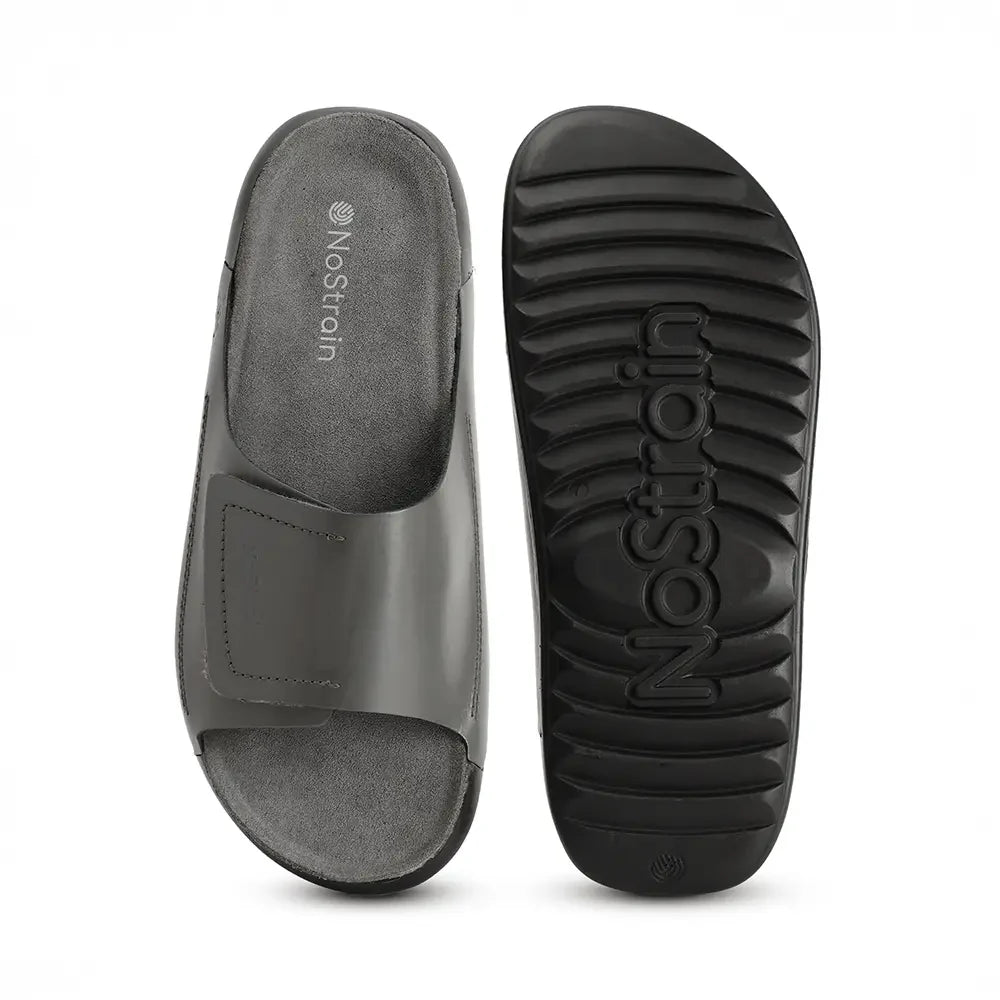 NoStrain luxury leather sliders mens