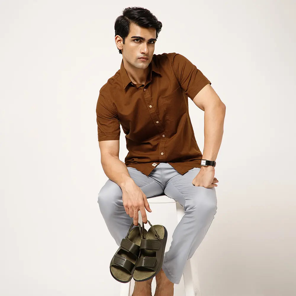 Premium quality Olive Green leather footwear by NoStrain, perfect for everyday wear.