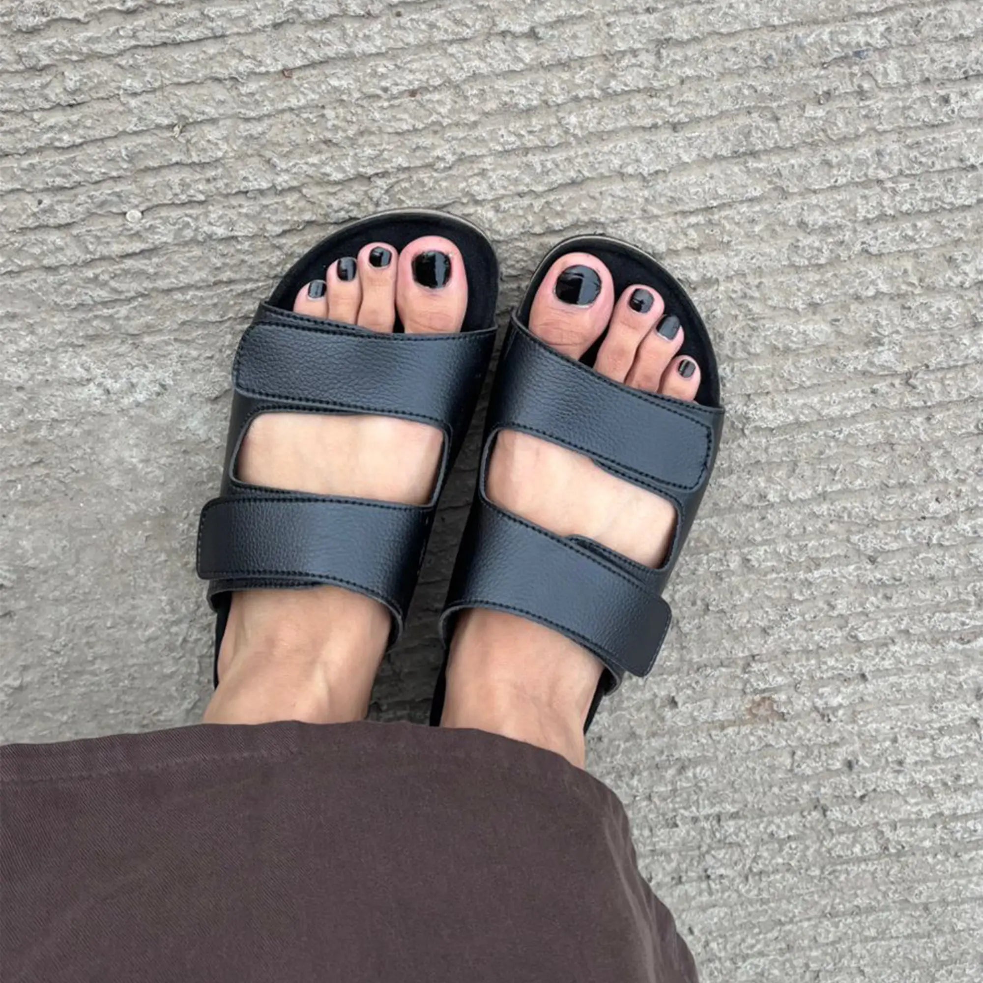 black parallel cork sandals for women