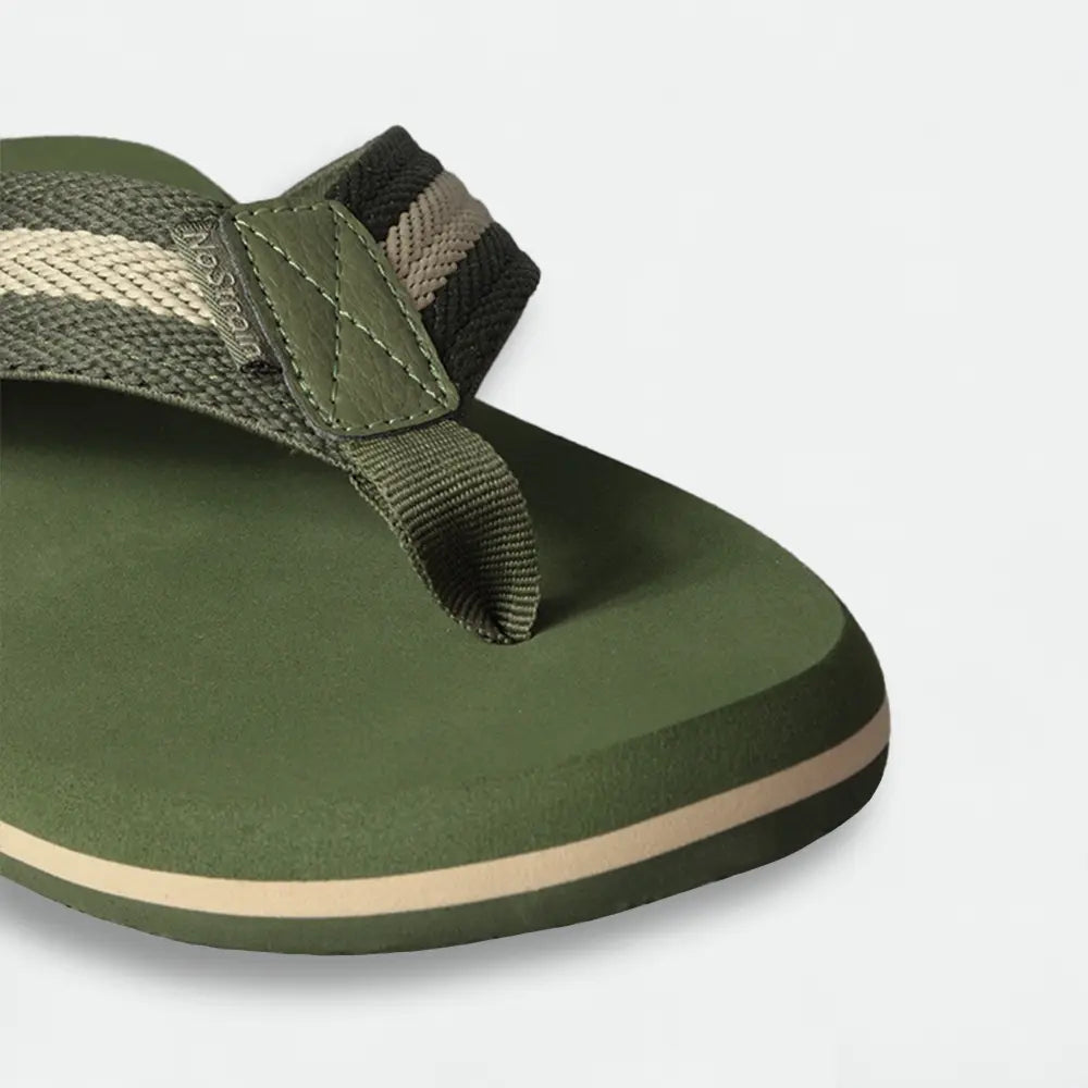 Men’s Angular Slippers in Olive green/Beige, Webbing Upper, Lightweight Triple-Layer EVA Sole, Everyday Slip-On Comfort (AN20)