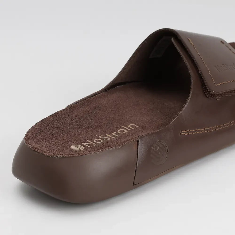 NoStrain luxury leather Cookie brown sliders mens
