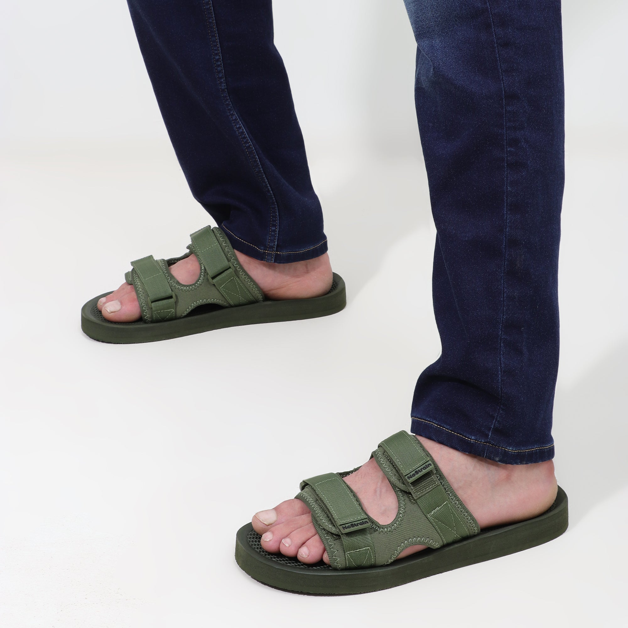 Olive green sandals for men