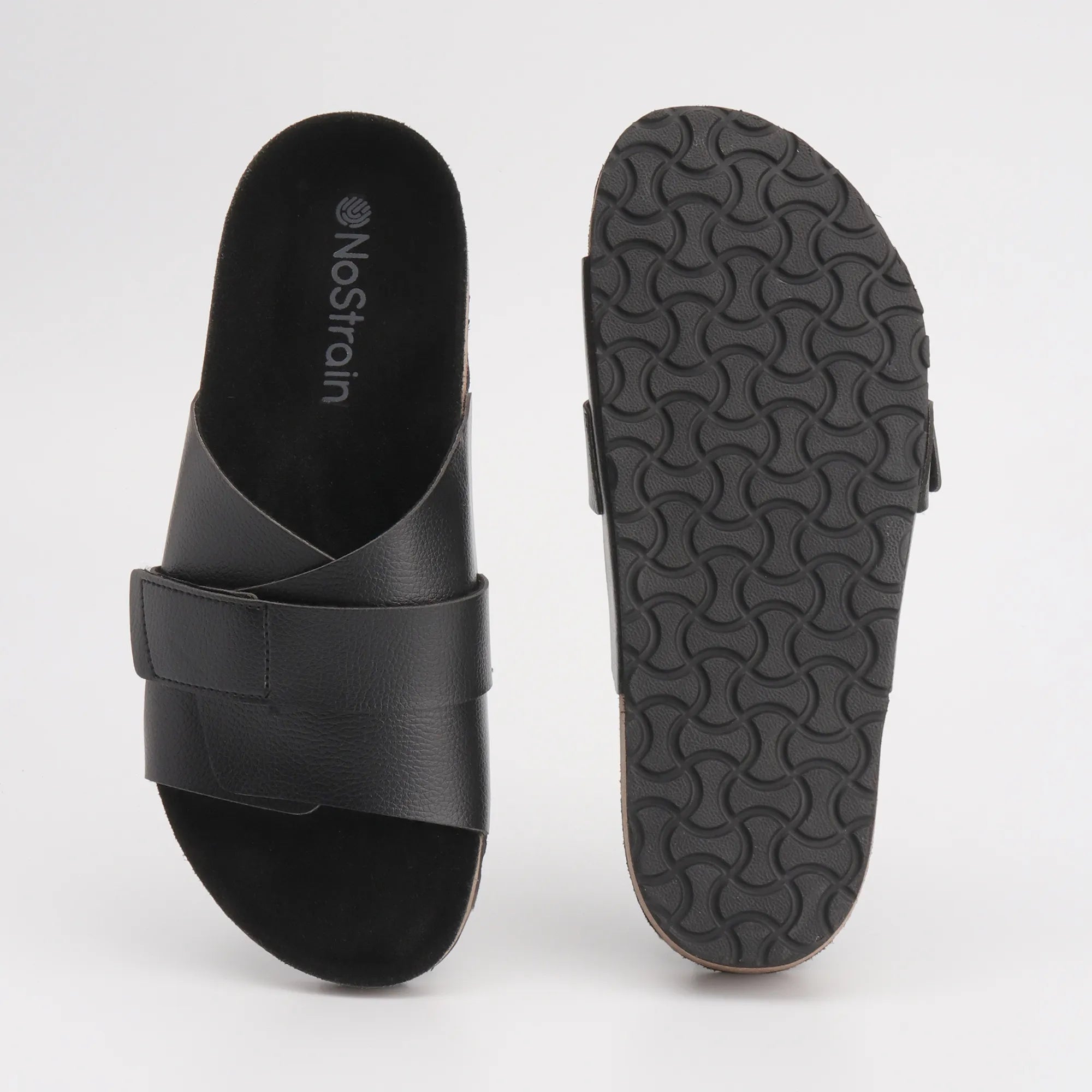 Double Layered Cork Black Leather Sandals for Men 2.0