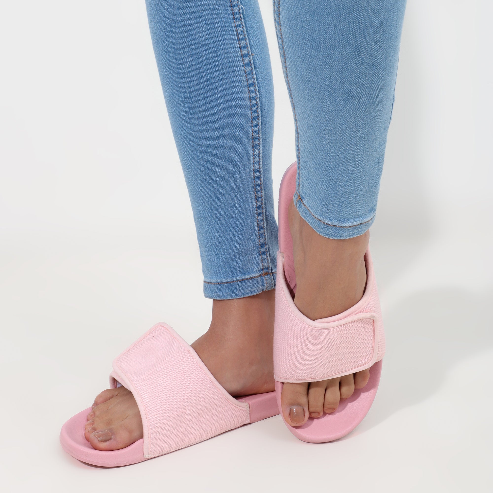 Linen Sugar Sliders - Pastel Pink Casual Sliders for Women (Geva 19)