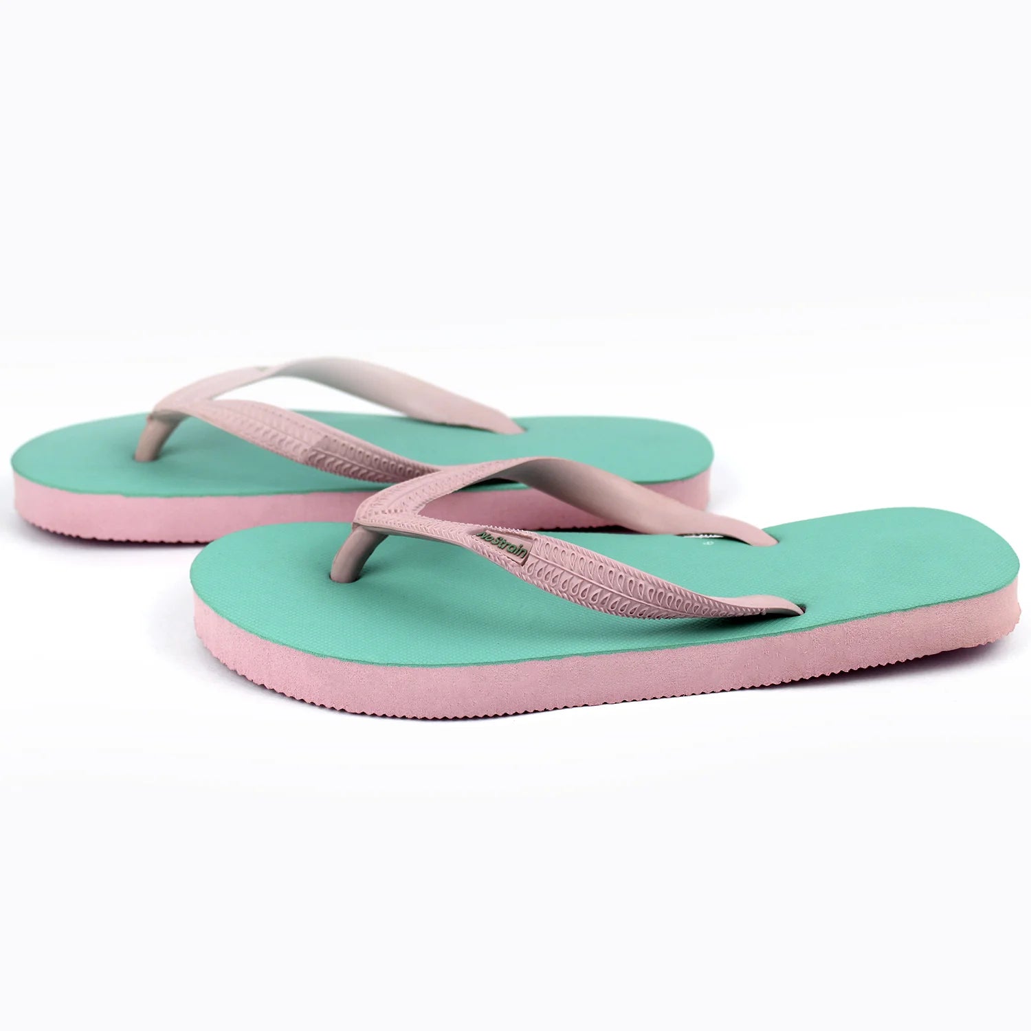Sea Green & Pink Natural Rubber Flip-Flop Slippers (Men)