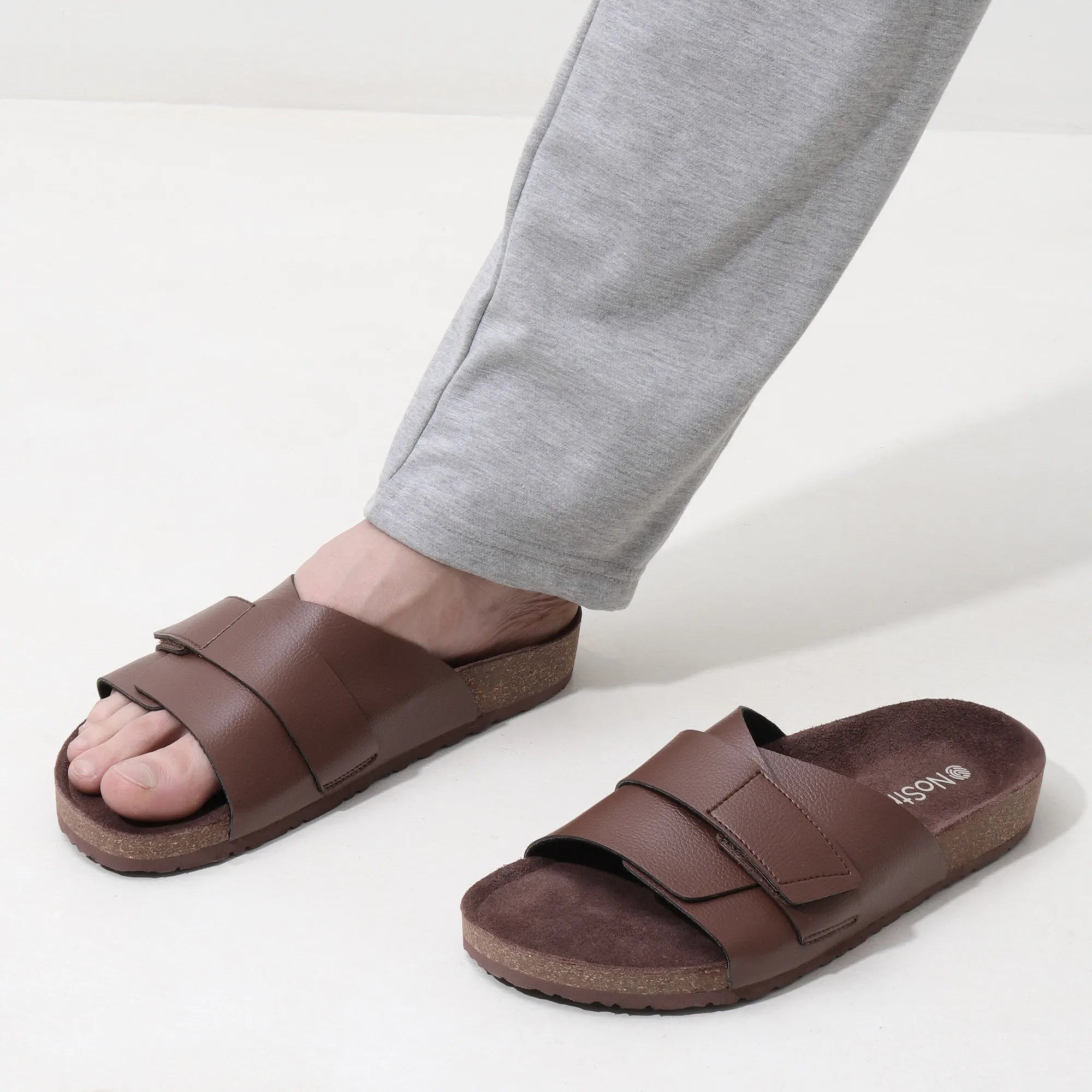 Double Layered Leather Cork Men's Sandals 2.0 - Cookie Brown