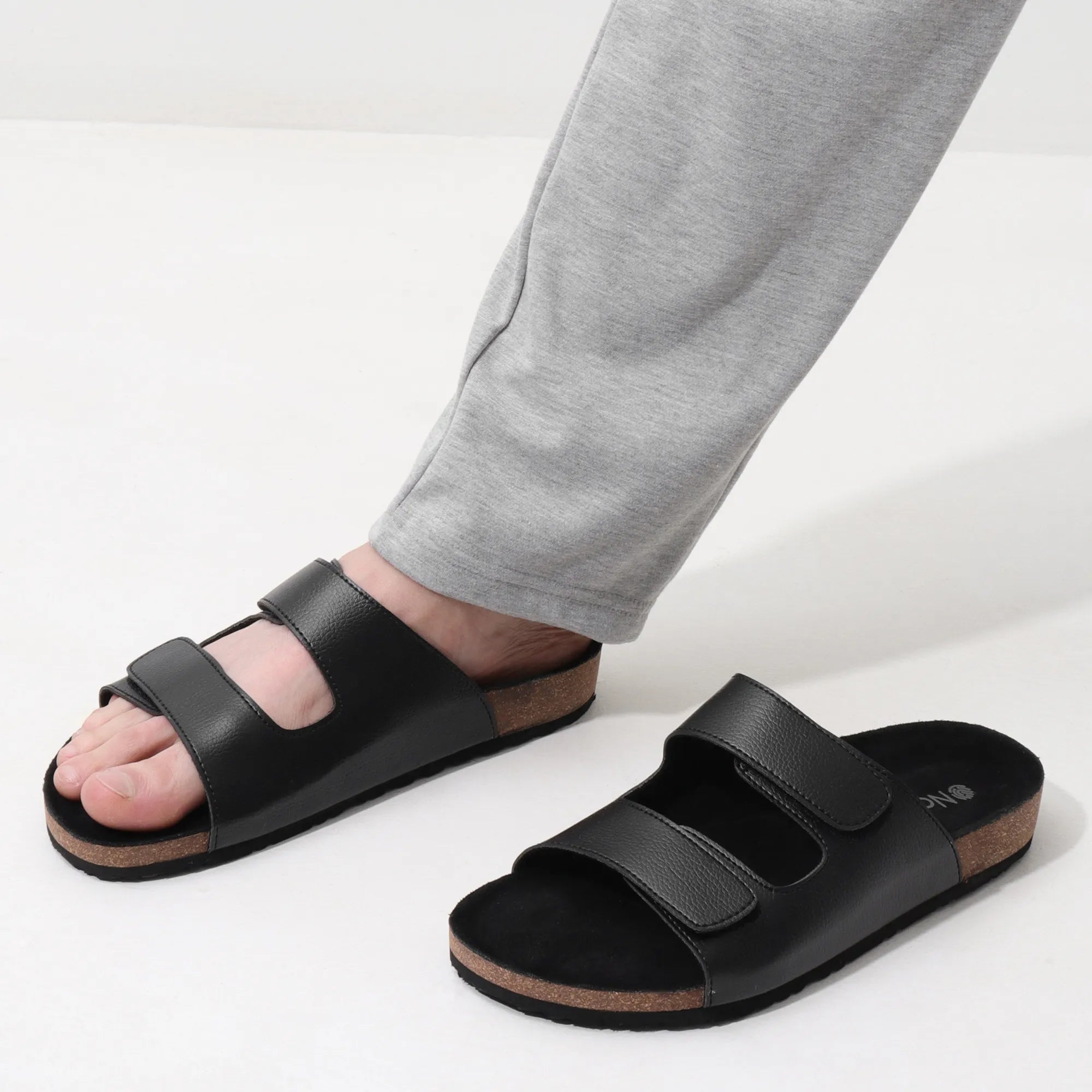 Men's Parallel Leather Cork  Black Sandals 2.0