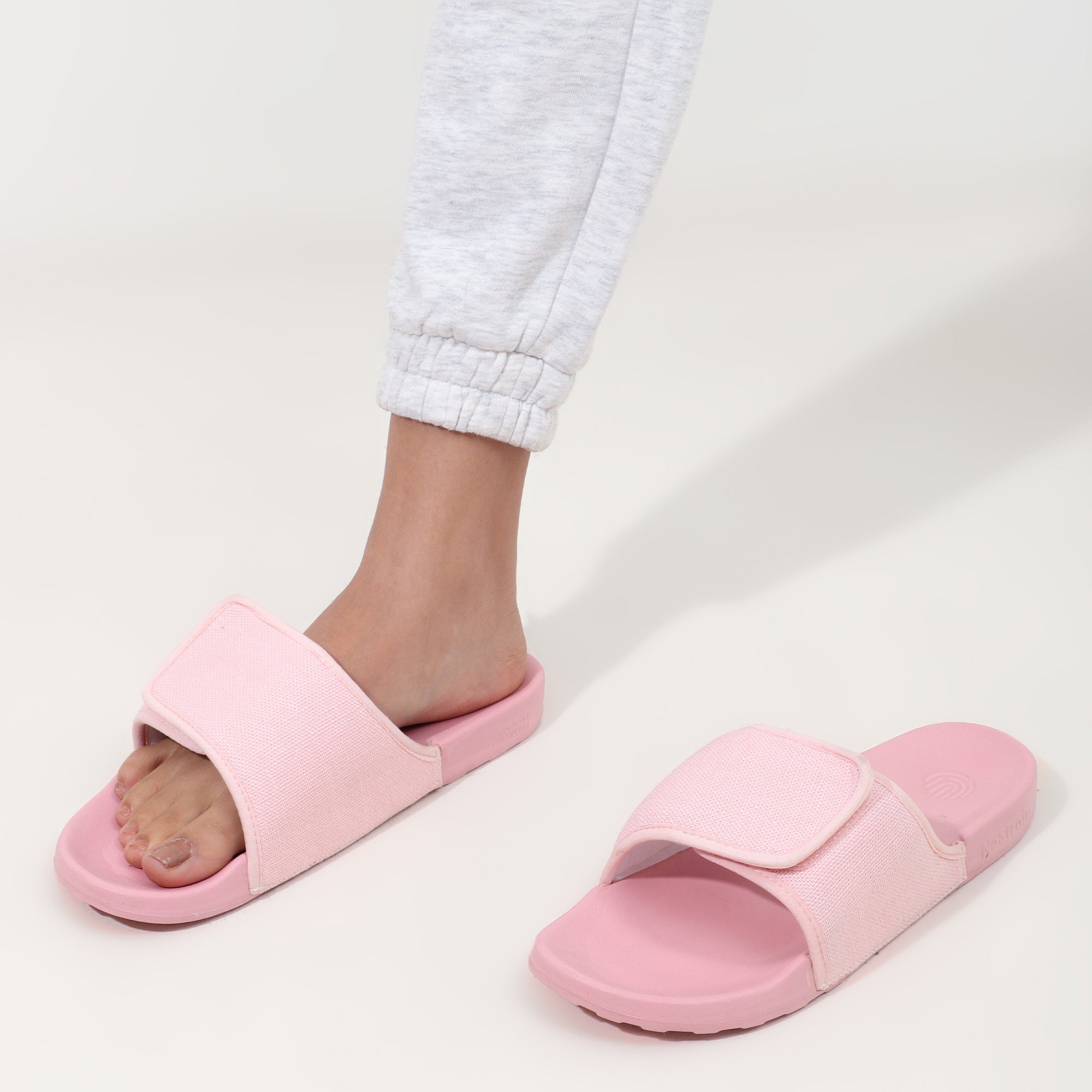 Linen Sugar Sliders - Pastel Pink Casual Sliders for Women (Geva 19)