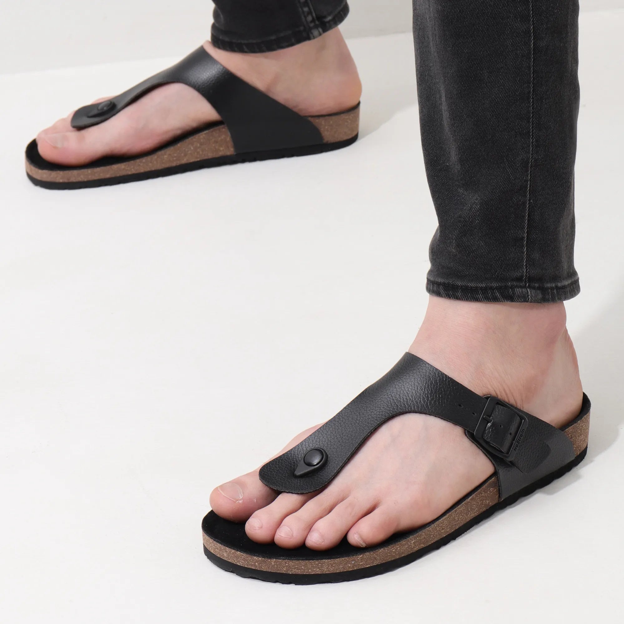 Bold Black Thong Cork Formal Sandals for Men 2.0 – Ultimate Comfort