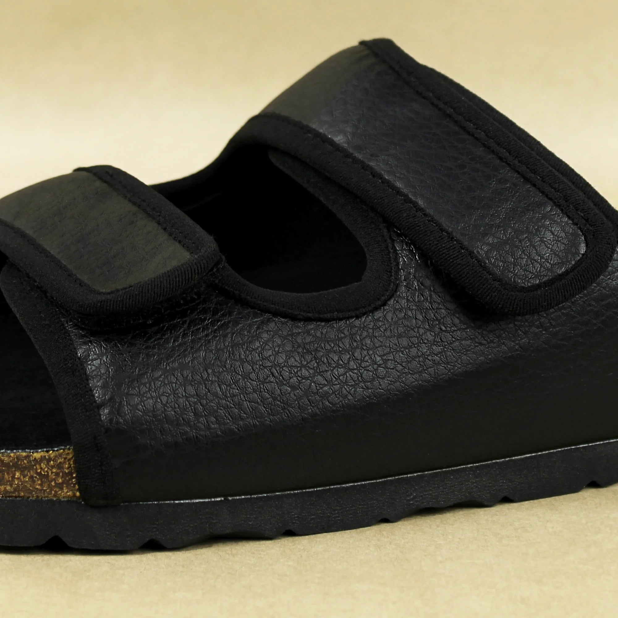 Parallel Black Cork Sandals (Men)