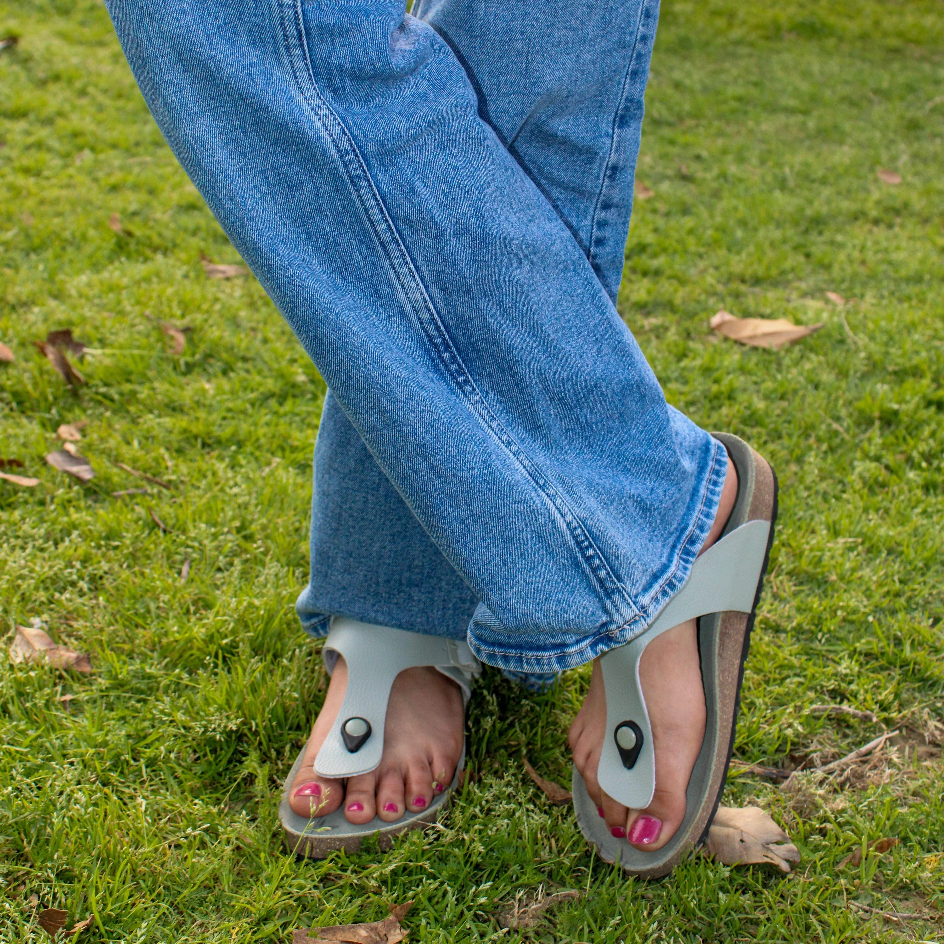 Subtle Sage Thong Cork Sandals