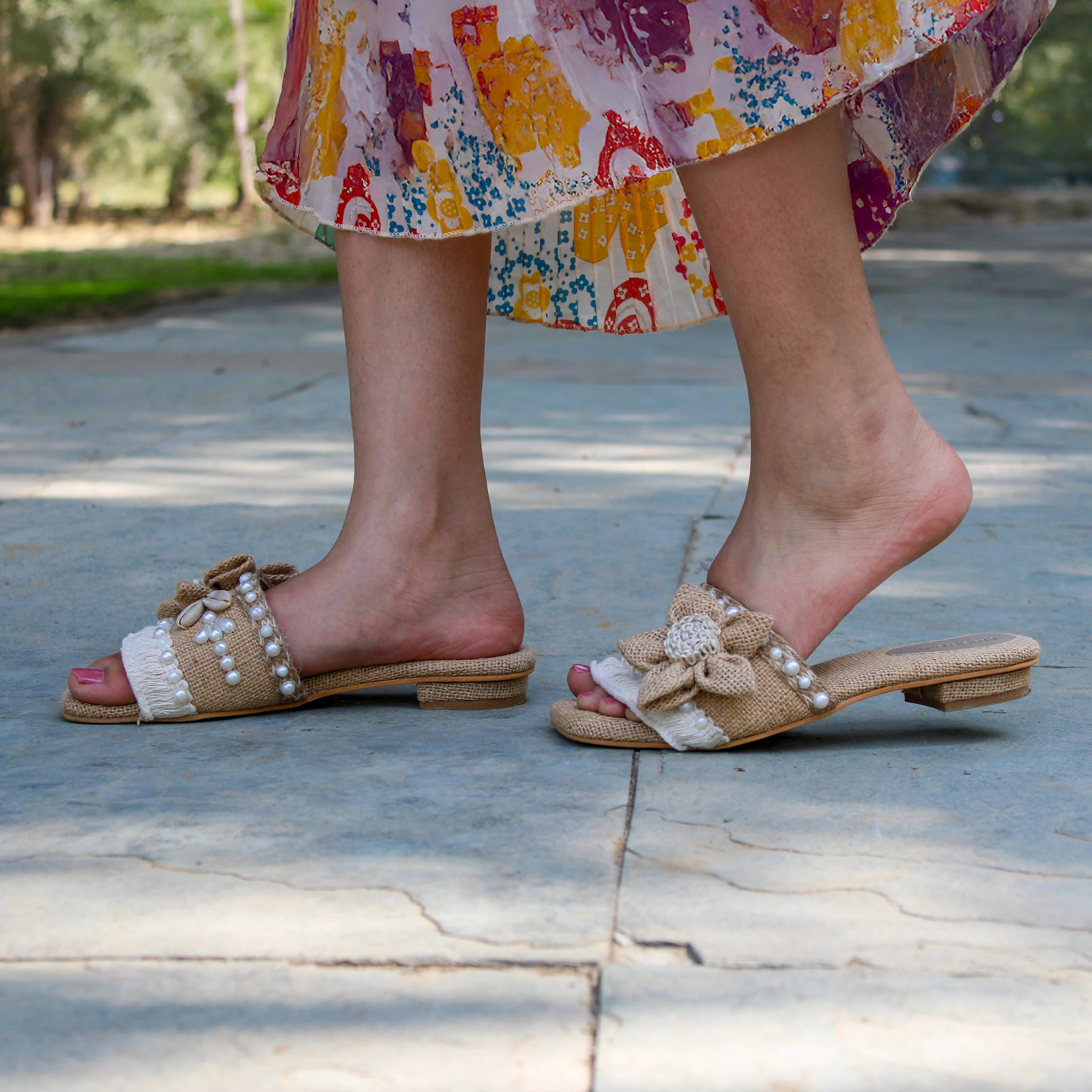 Handcrafted jute platform wedges