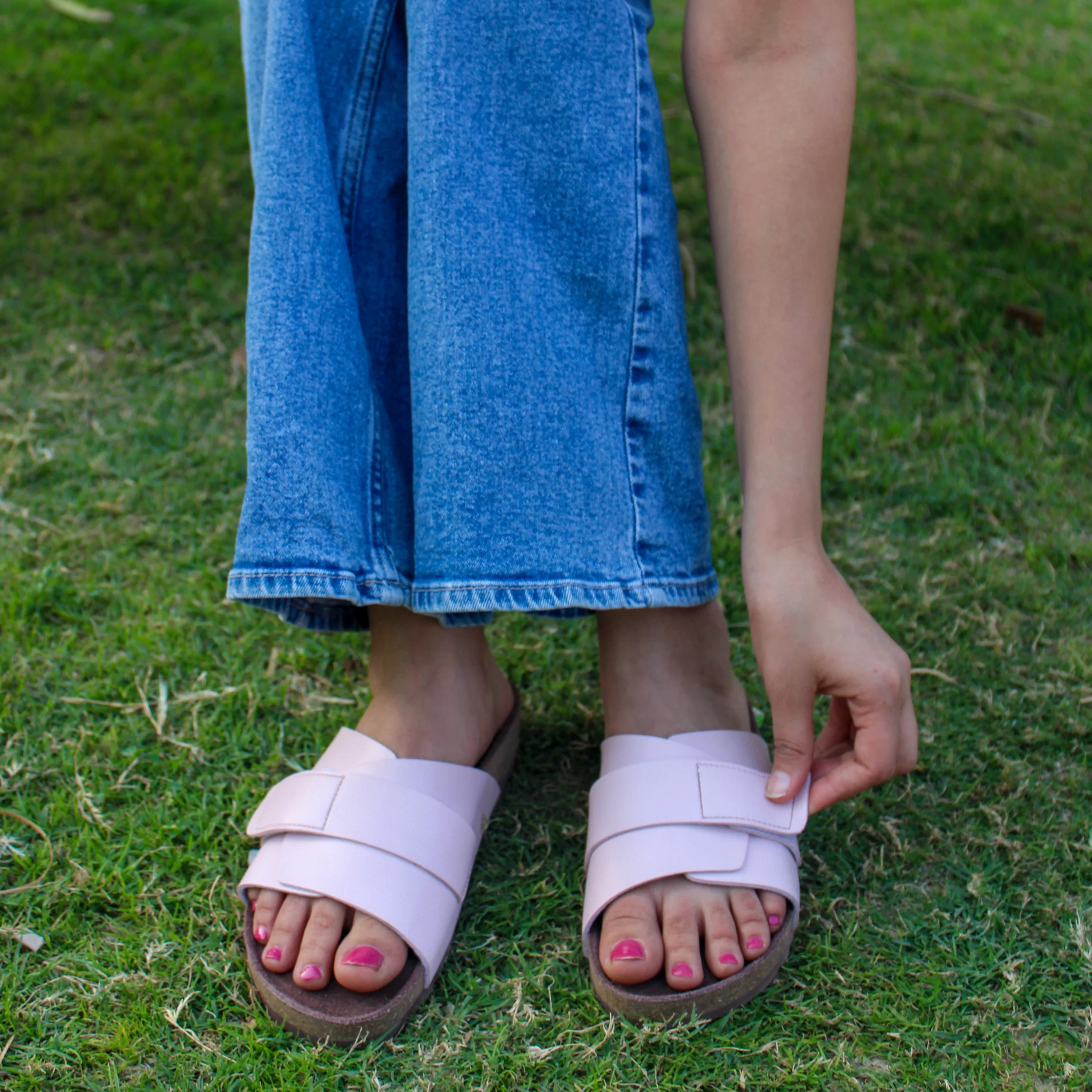 Double Layer Cork Sandals Rose