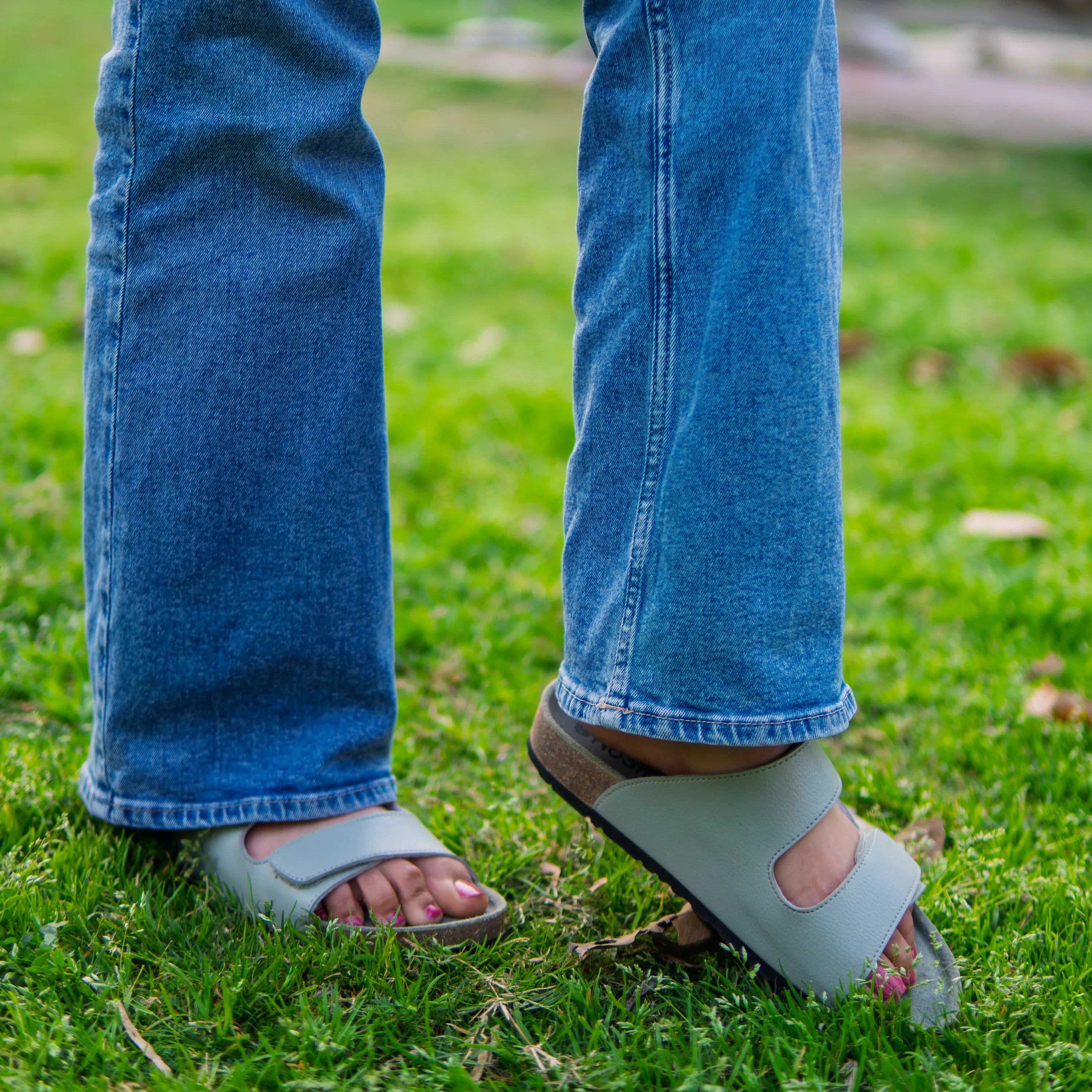 Subtle Sage Parallel Cork Sandals