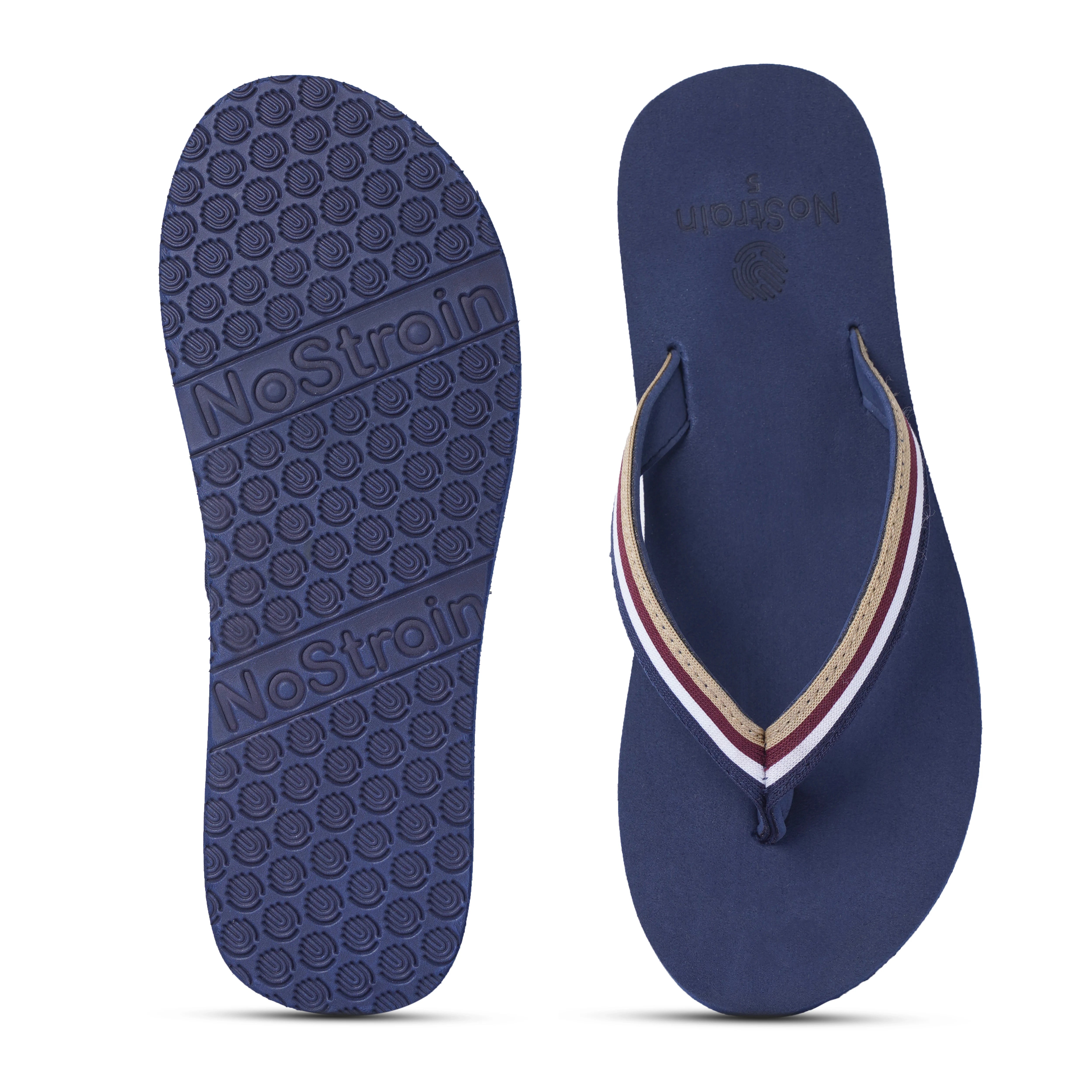 Women’s Navy Multi-Color Stripe Jacquard Arch Slippers – Stylish, Supportive, and Perfect for Every Step