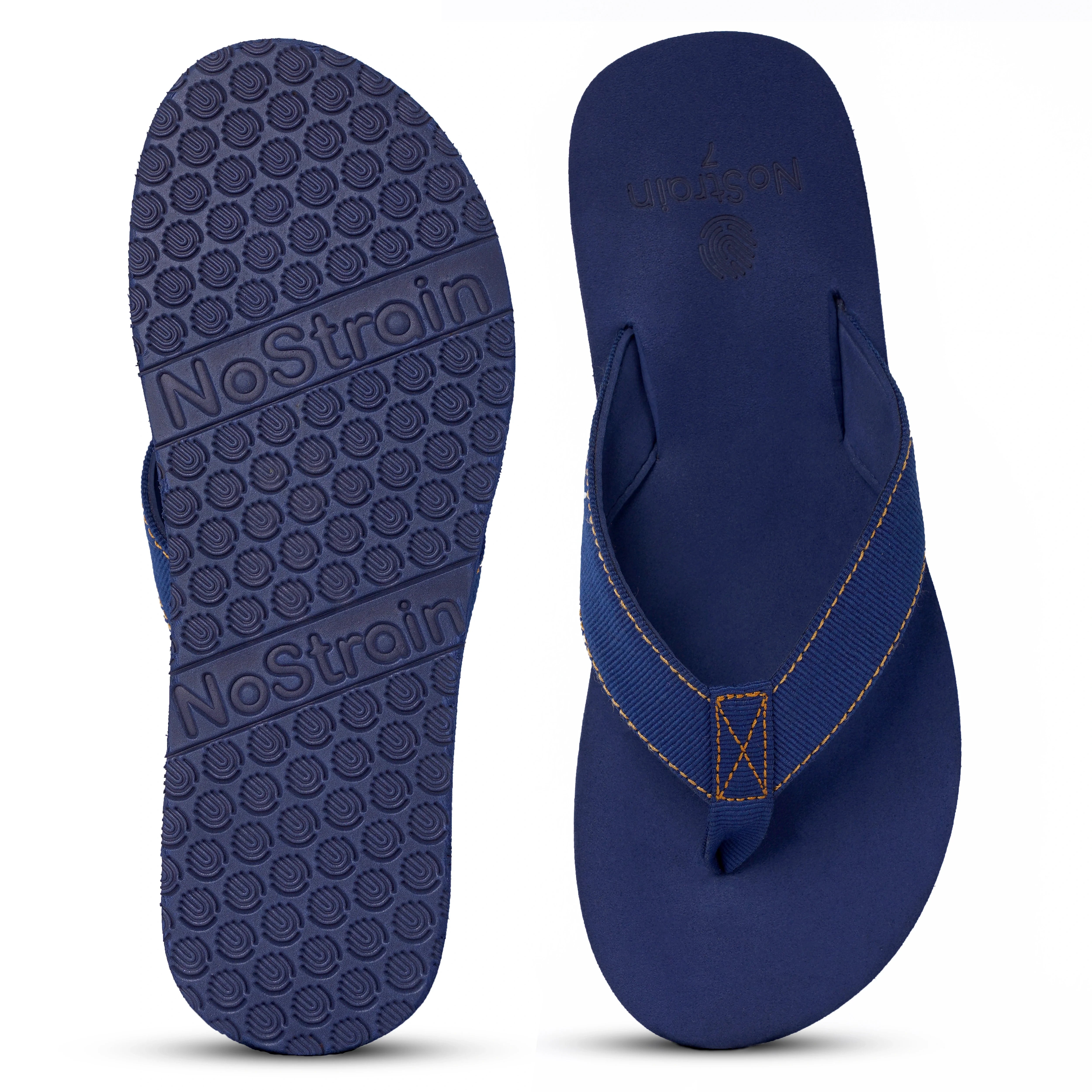 nostrain arch slippers with stitched straps