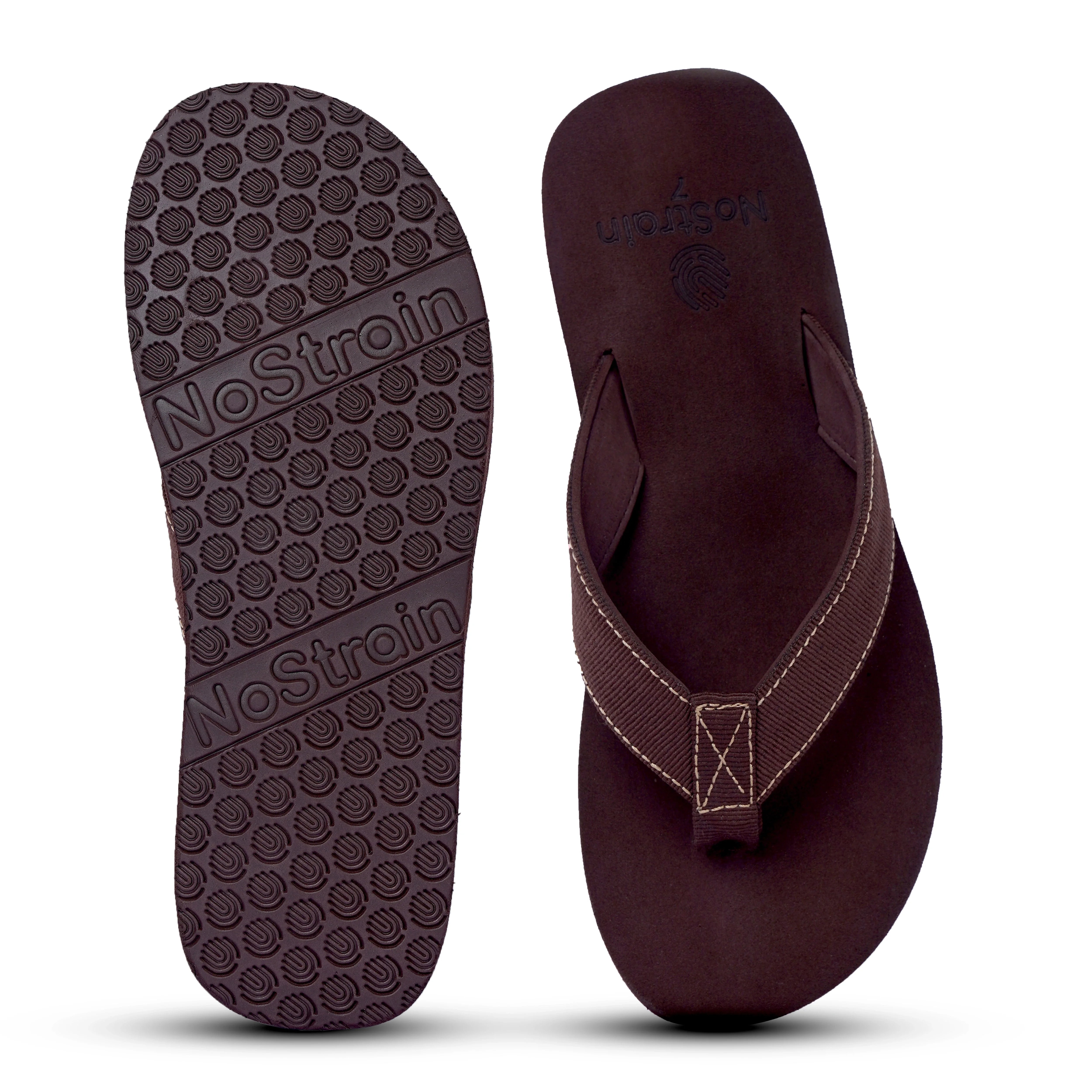 nostrain arch slippers with stitched straps