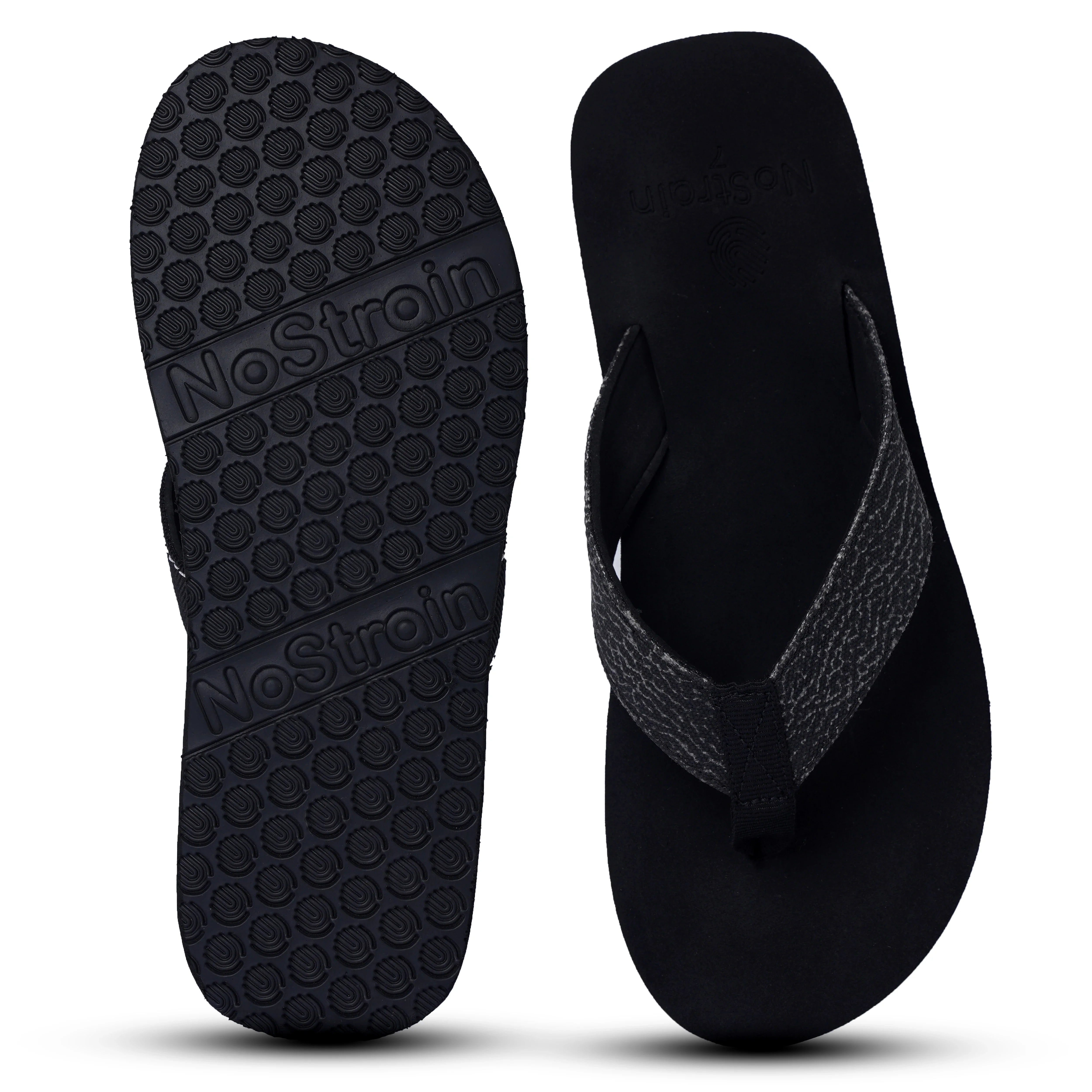 nostrain arch slippers with stitched straps