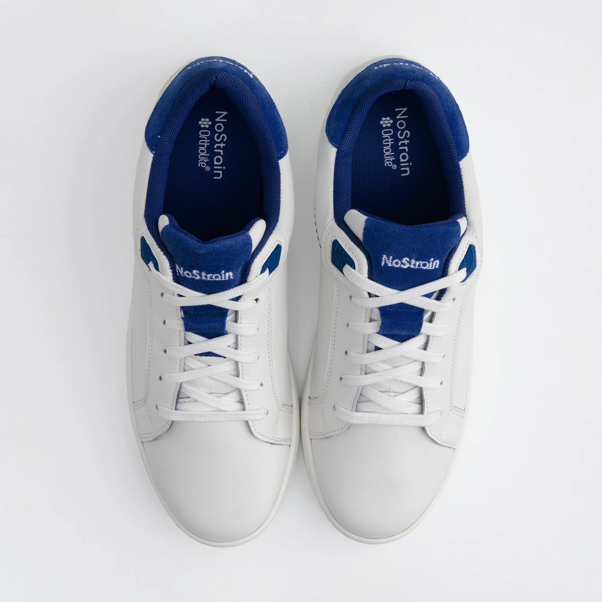 NoStrain ALBA Men Sneakers | Leather Tennis-Style Shoes for Men | Casual Lace-Up Sneakers | Royal Blue & White