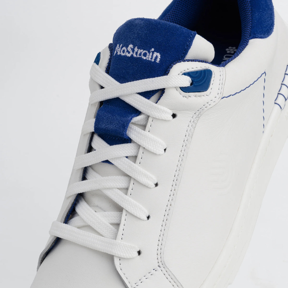 NoStrain ALBA Men Sneakers | Leather Tennis-Style Shoes for Men | Casual Lace-Up Sneakers | Royal Blue & White