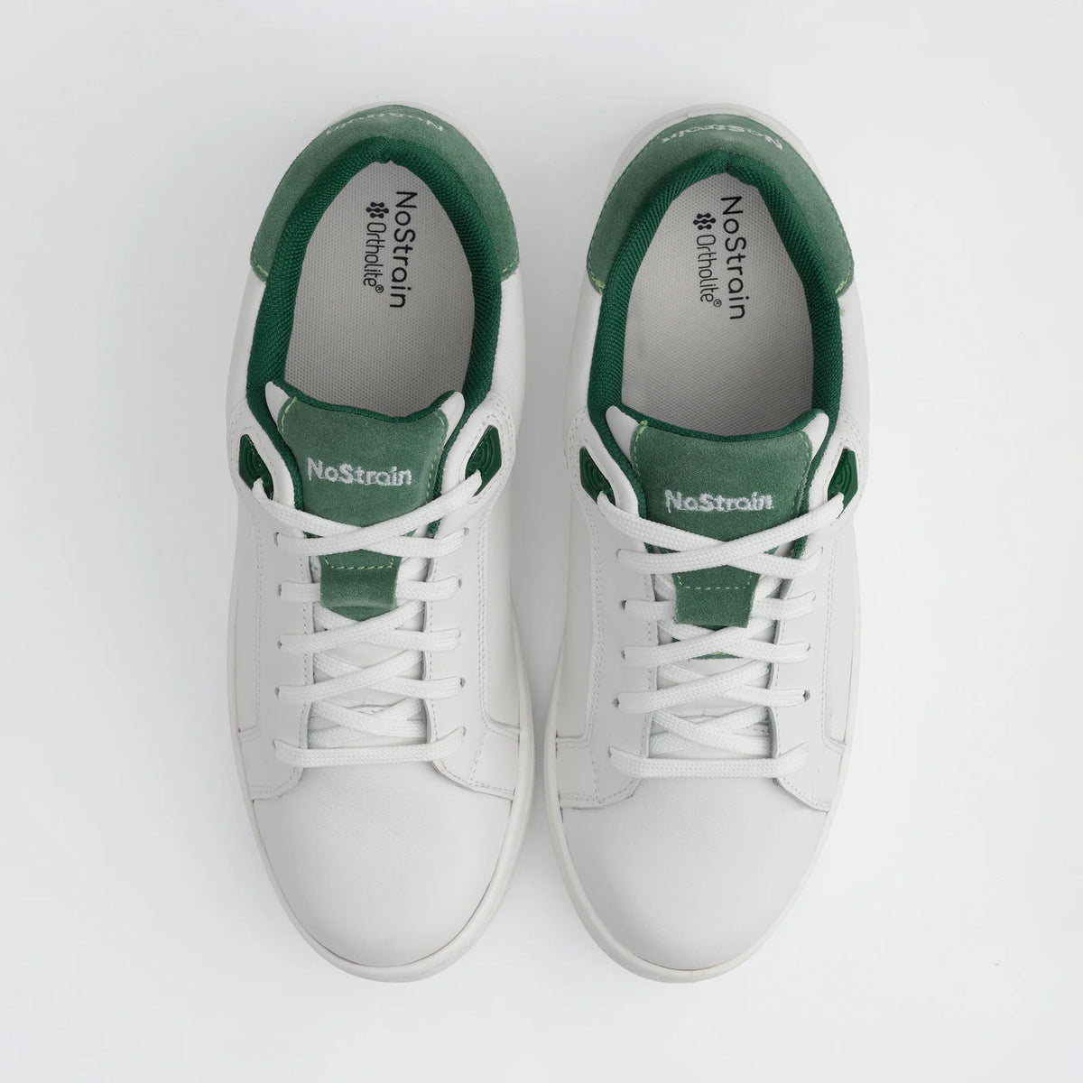 NoStrain ALBA Men Sneakers | Leather Tennis-Style Shoes for Men | Casual Lace-Up Sneakers | Sage Green & White