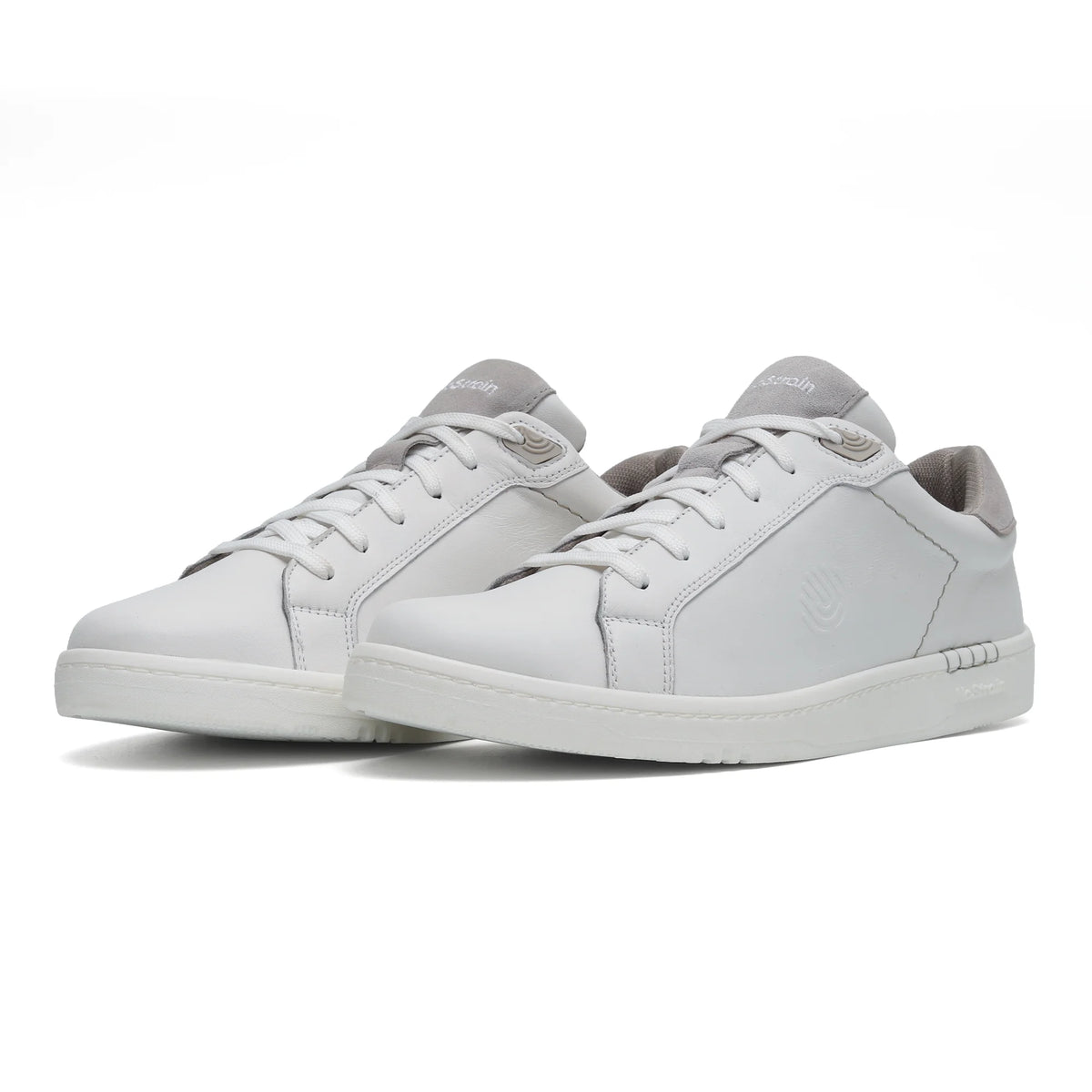 NoStrain ALBA Men Sneakers | Leather Tennis-Style Shoes for Men | Casual Lace-Up Sneakers | Frost Grey & White