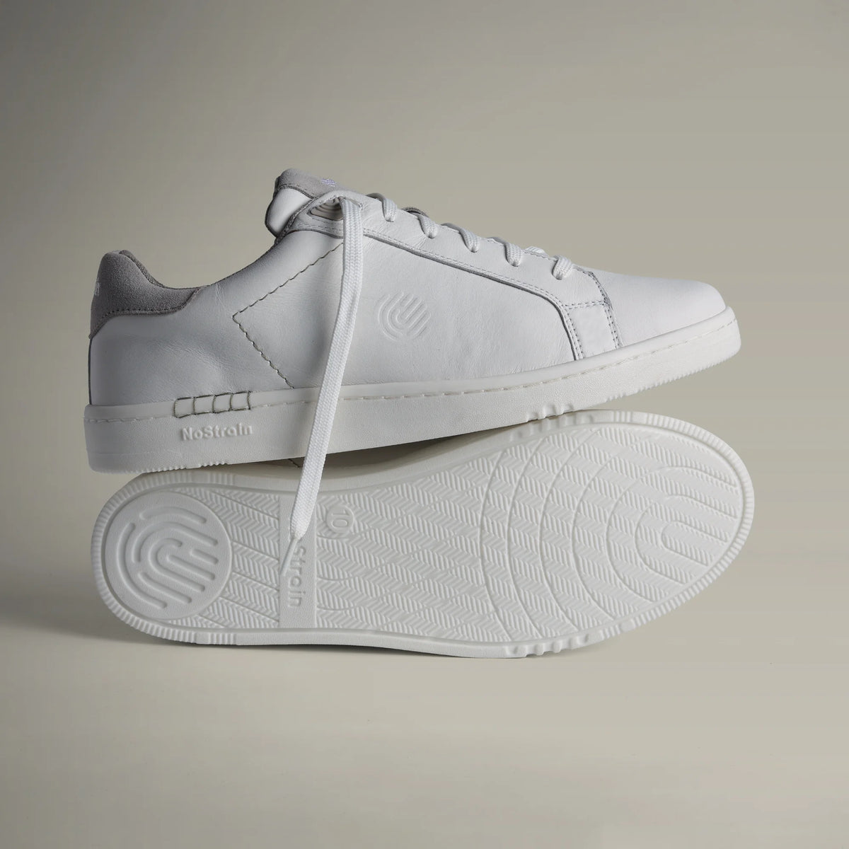NoStrain ALBA Men Sneakers | Leather Tennis-Style Shoes for Men | Casual Lace-Up Sneakers | Frost Grey & White