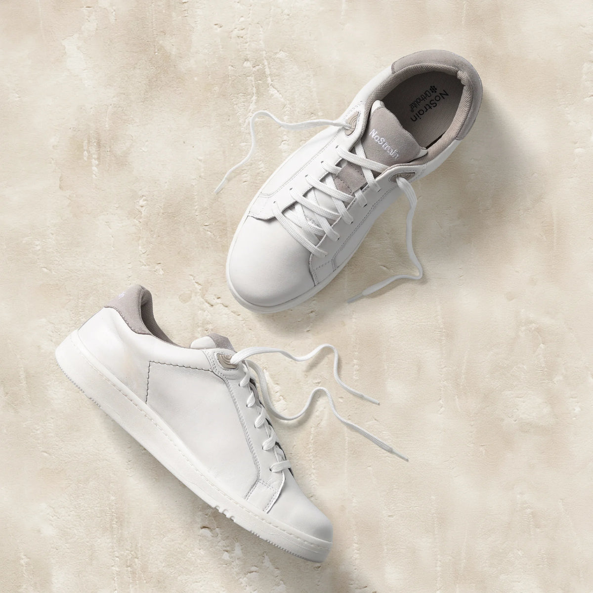 NoStrain ALBA Men Sneakers | Leather Tennis-Style Shoes for Men | Casual Lace-Up Sneakers | Frost Grey & White