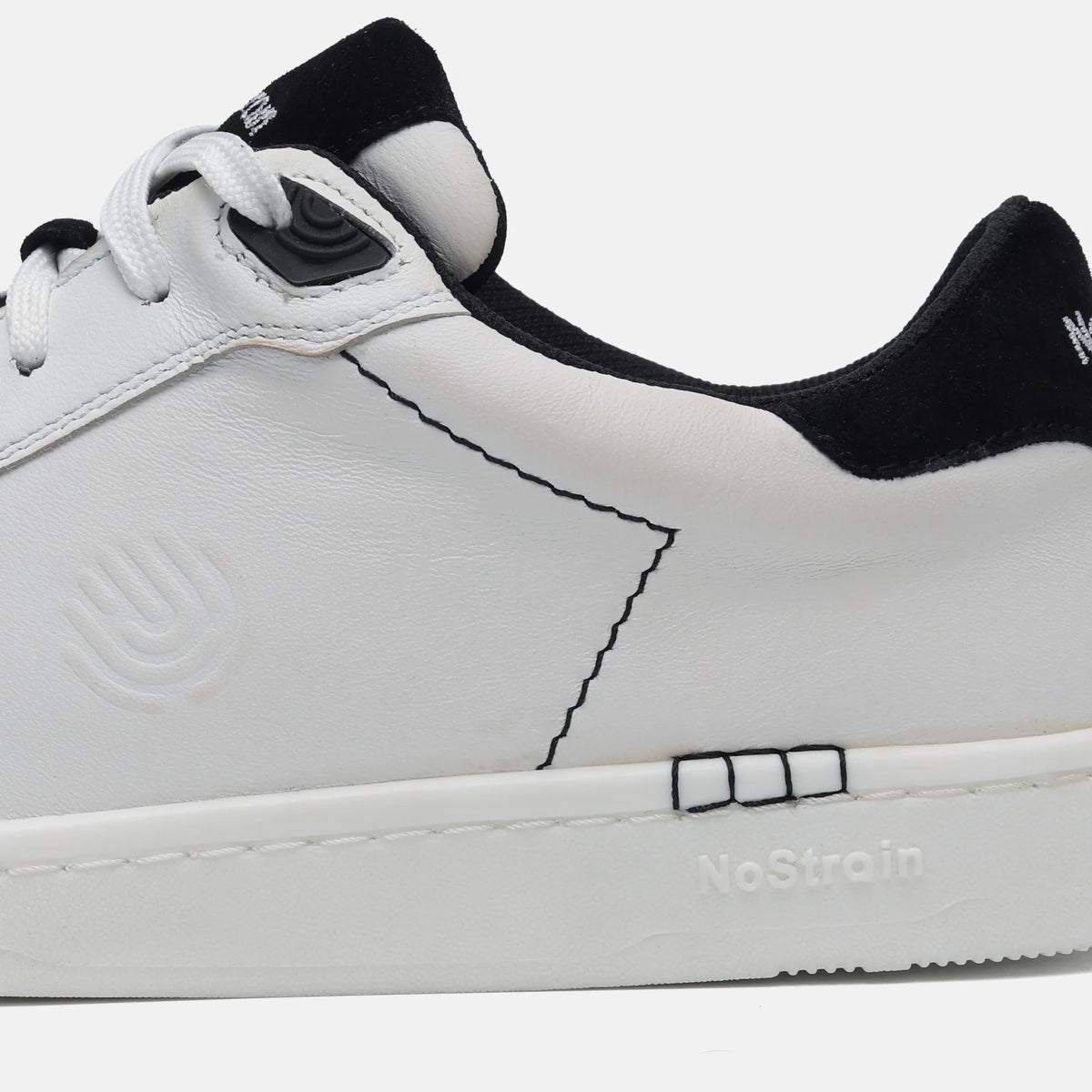 NoStrain ALBA Men Sneakers | Leather Tennis-Style Shoes for Men | Casual Lace-Up Sneakers | Matte Black & White