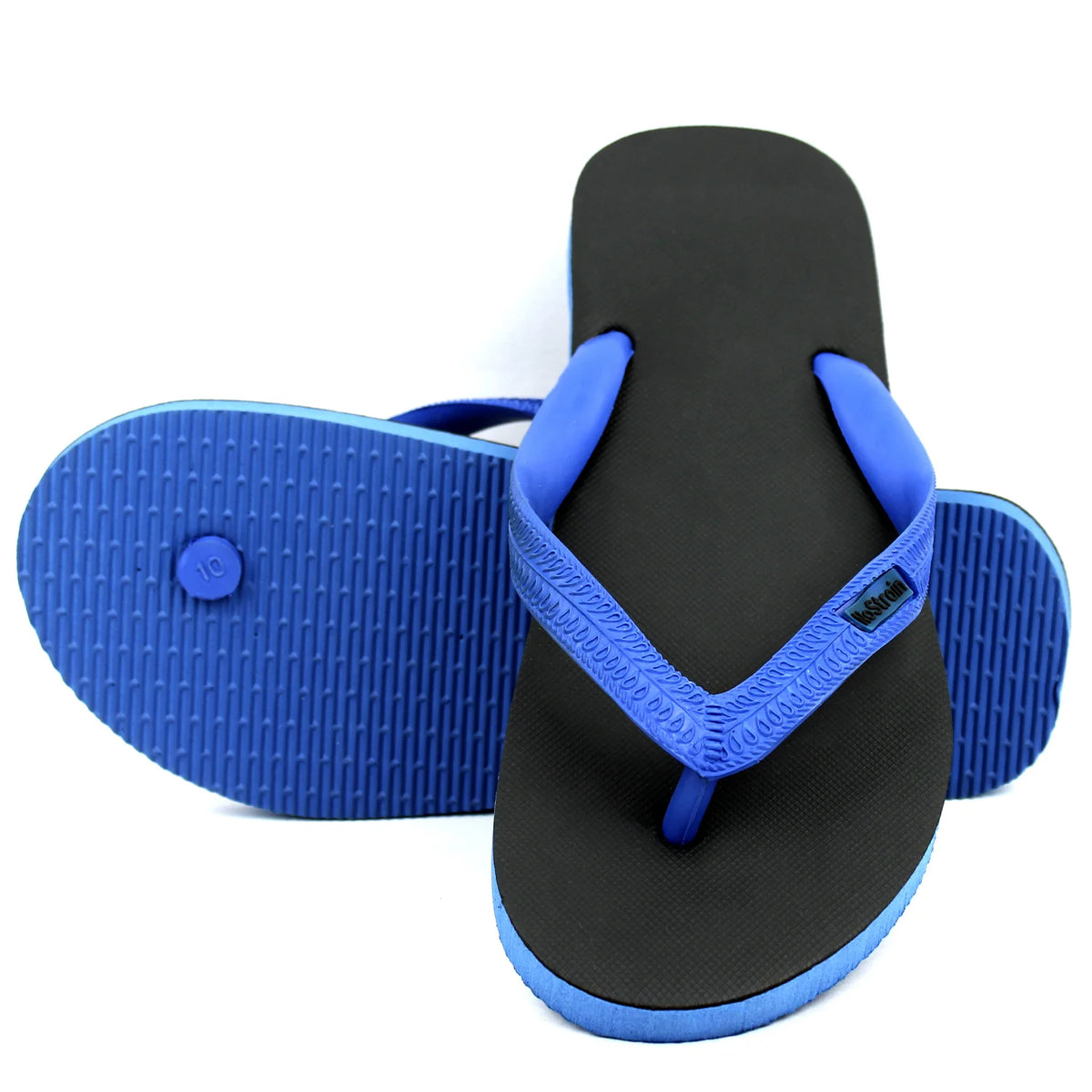 Black Royal Blue Natural Rubber Flip Flops Slippers Men