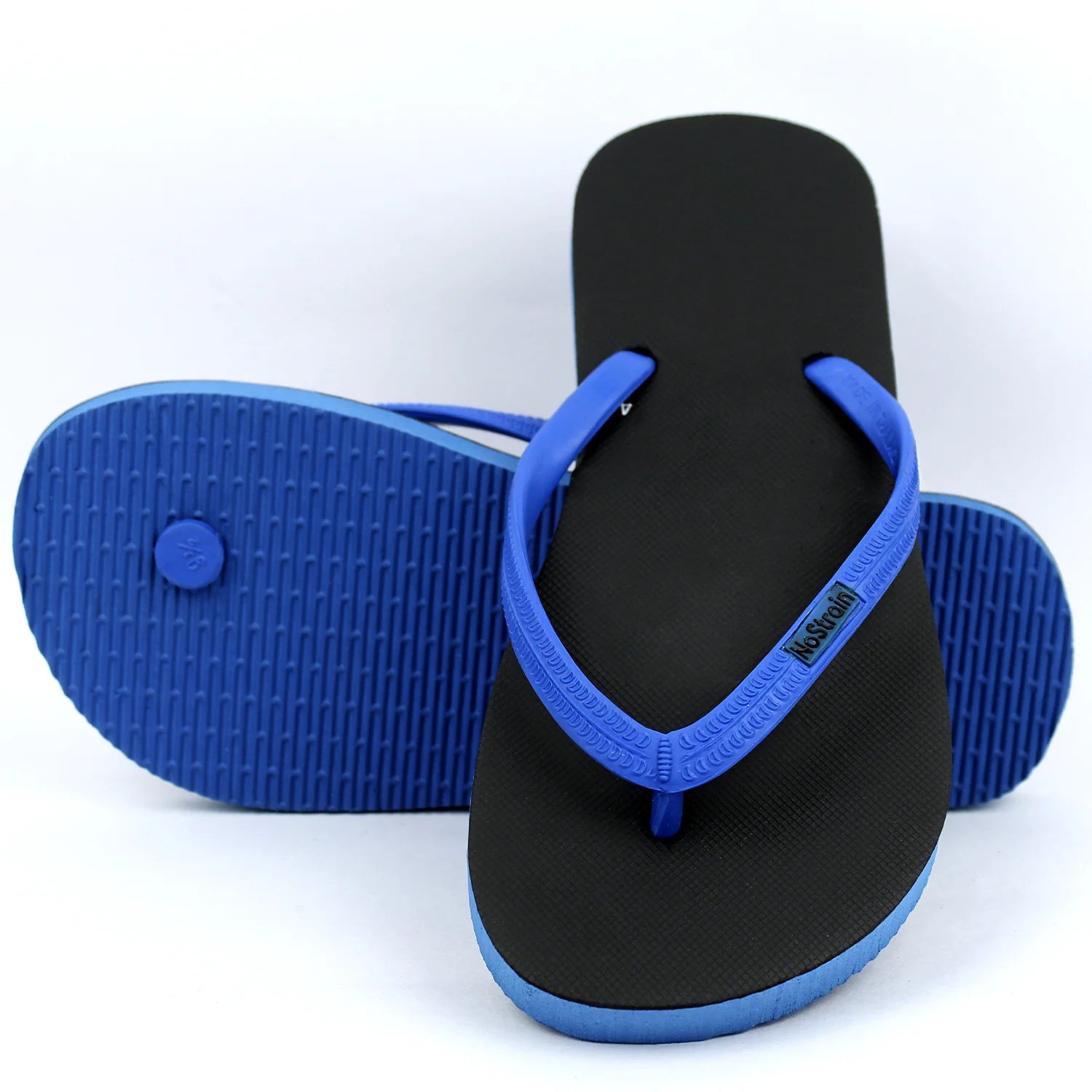 Black & Royal Blue Natural Rubber Flip-Flops Slippers (Women)