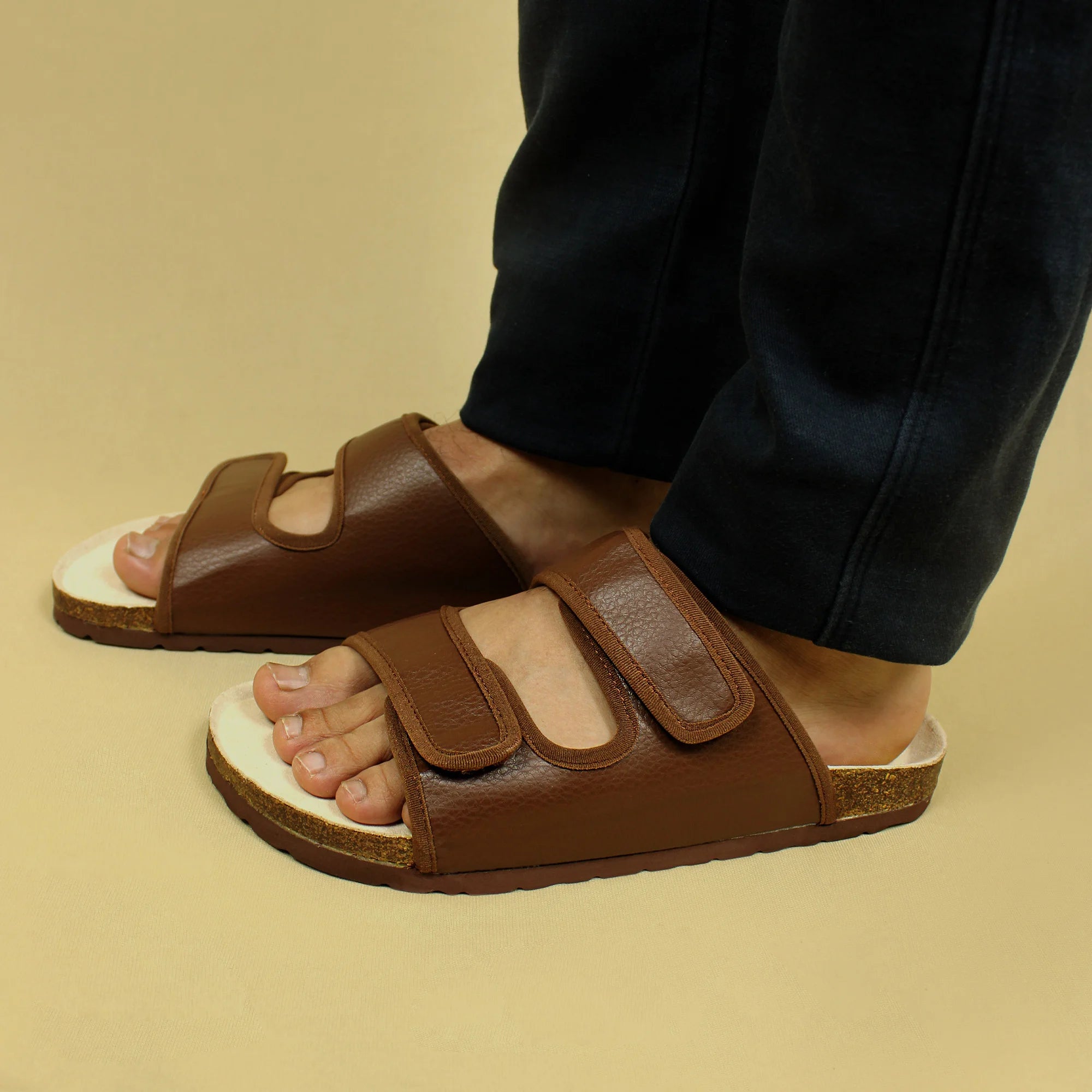 Parallel Cookie Brown Cork Sandals (Men)