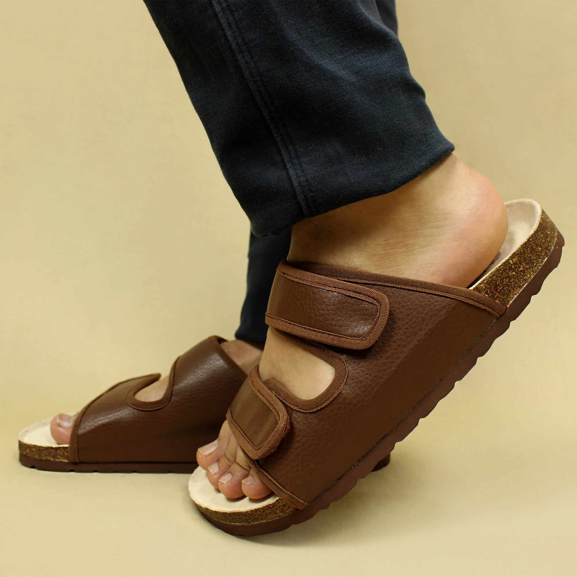 Parallel Cookie Brown Cork Sandals (Men)