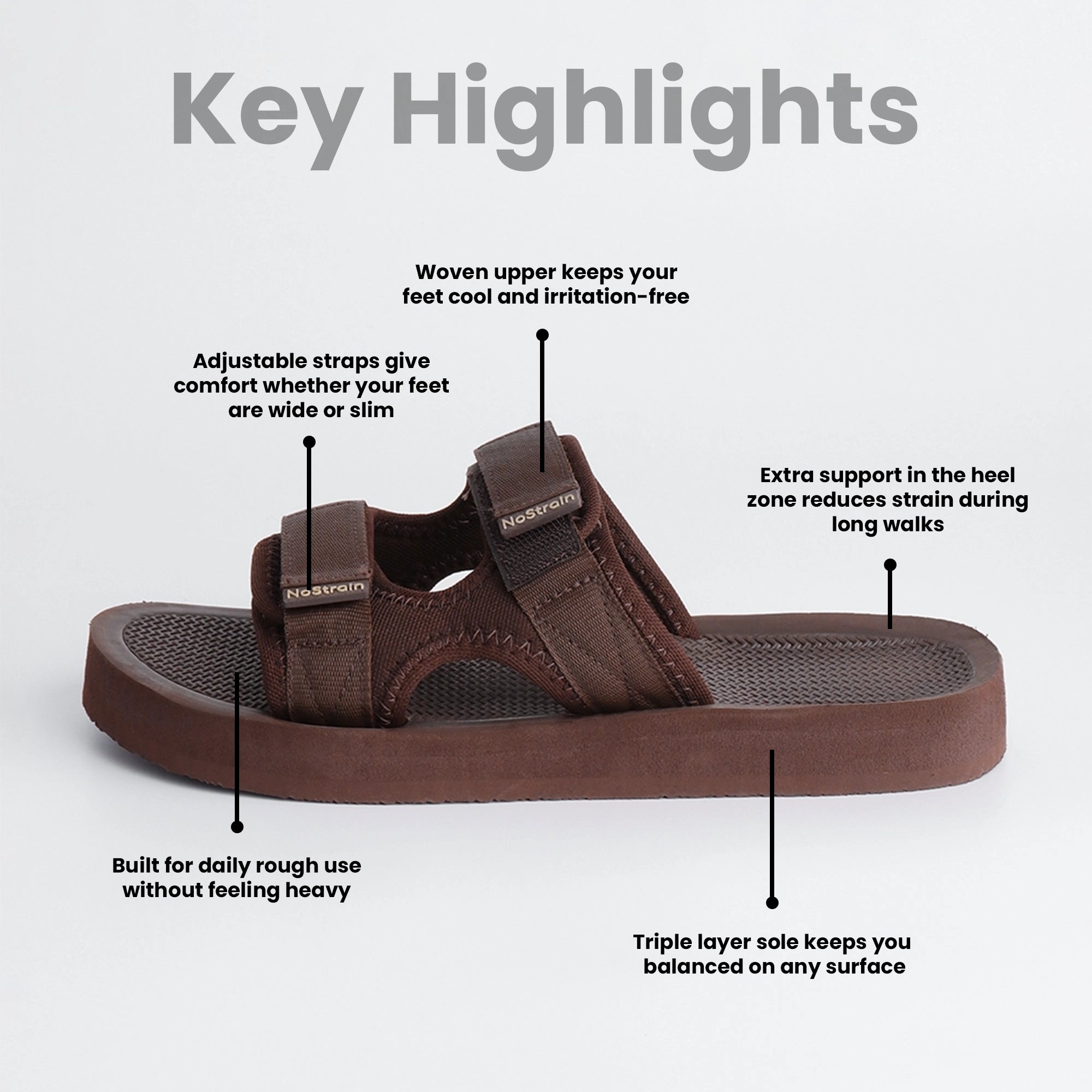 Men Brown platform sandals with key highlights