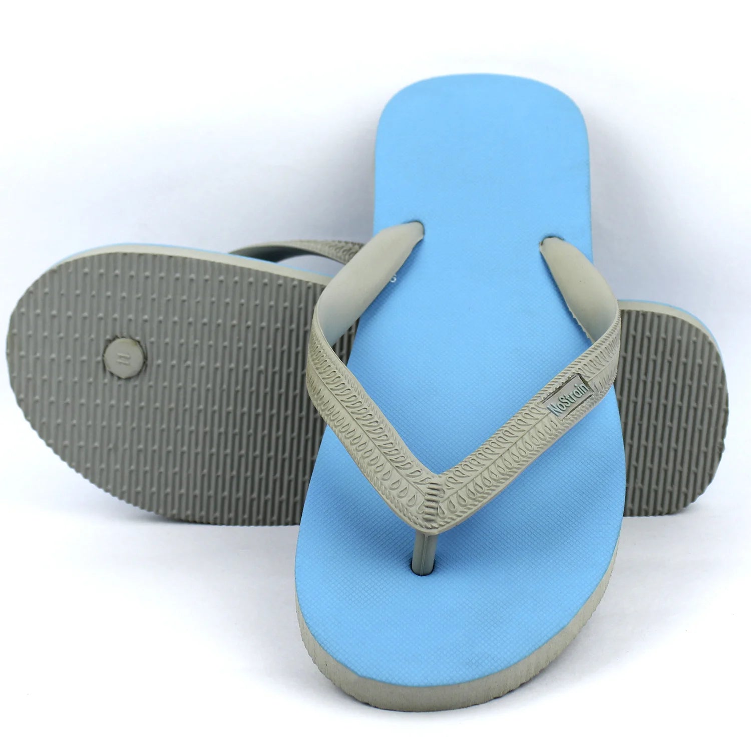 Cornflower Blue & Grey Natural Rubber Flip-Flops Slippers (Men)