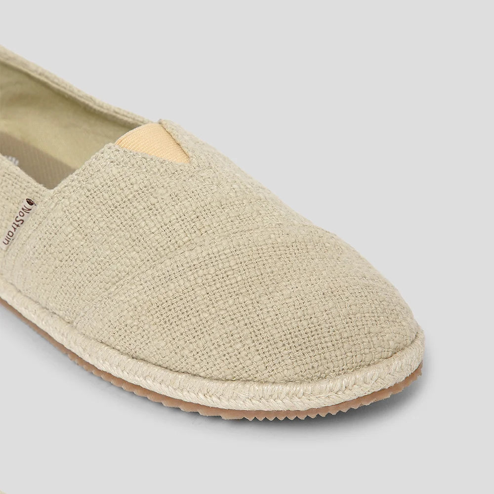 Classic beige cotton slip-ons