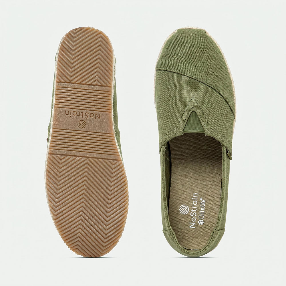 Cotton Slub Olive Green Espadrilles Slip On Shoes for men - ES03